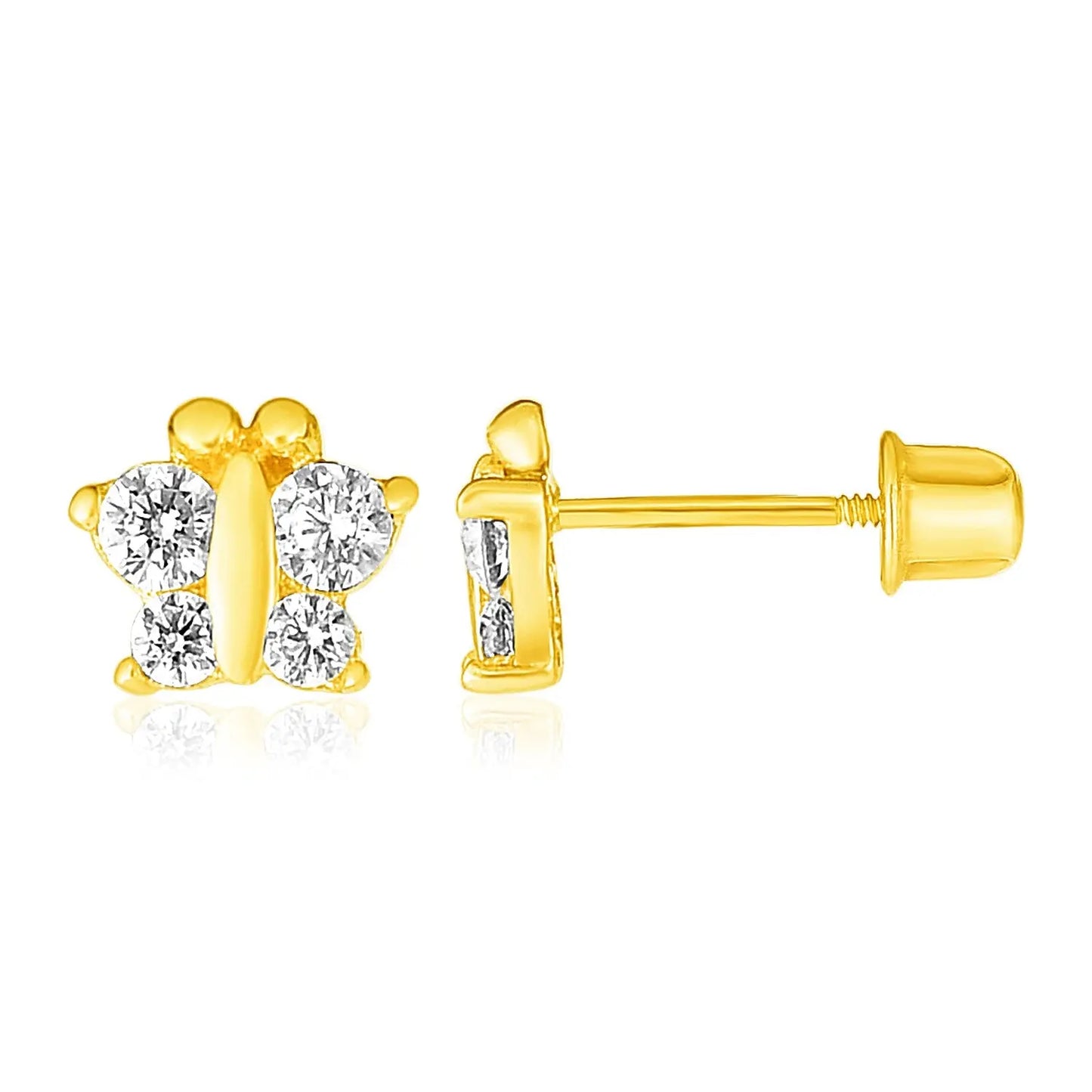 14k Yellow Gold Butterfly Childrens Earrings RCJ Earrings CELESTIA LUXE JEWELLERS