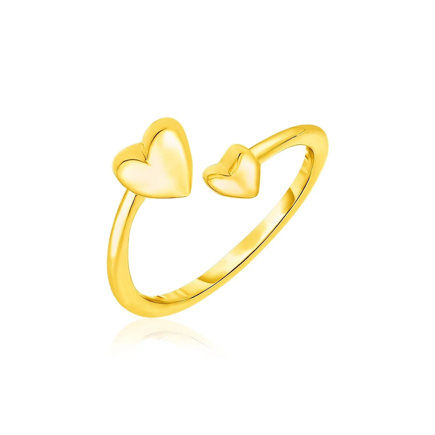 14k Yellow Gold Bypass Style Toe Ring with Polished Hearts RCJ Toe Rings CELESTIA LUXE JEWELLERS