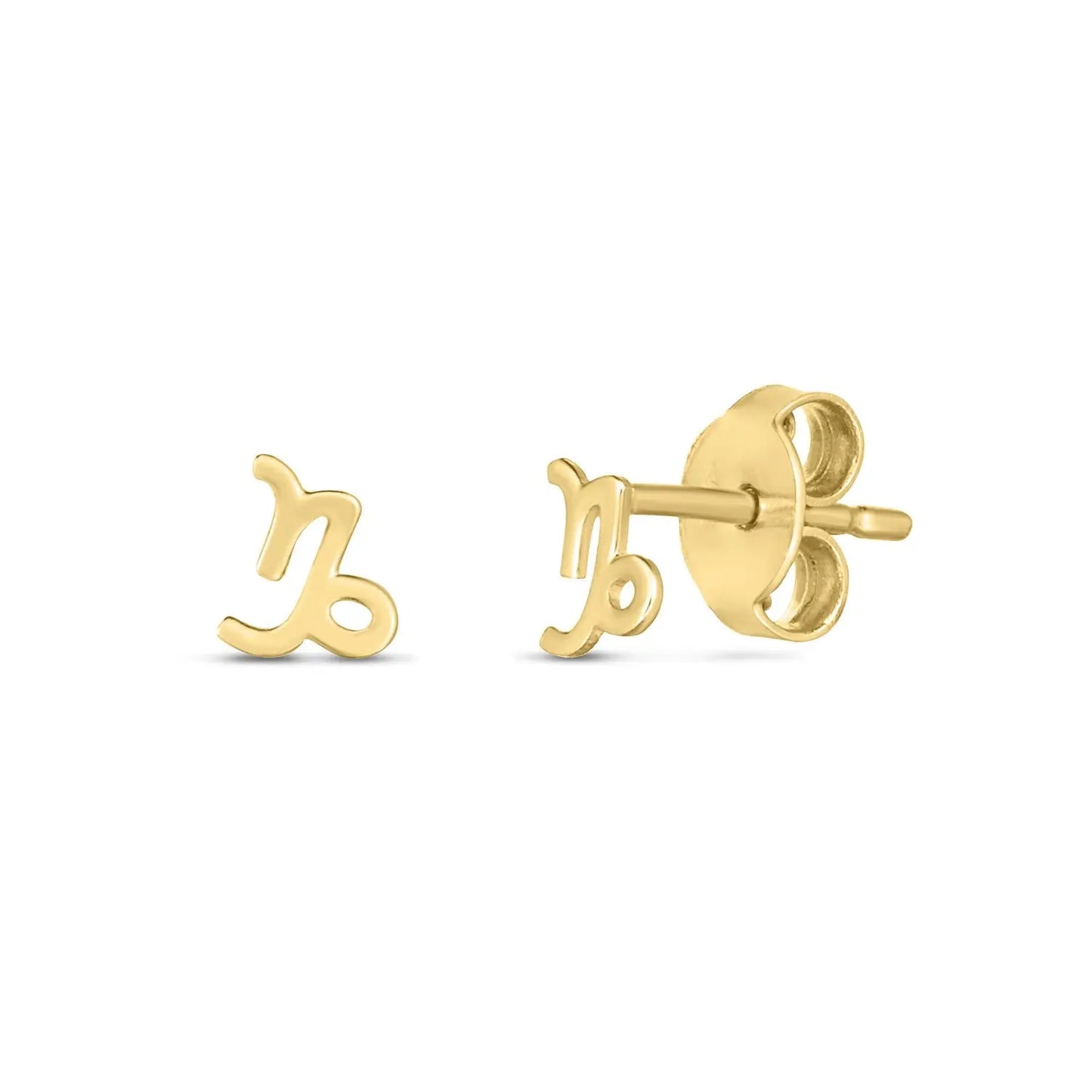 14k Yellow Gold Capricorn Stud Earrings RCJ Earrings CELESTIA LUXE JEWELLERS