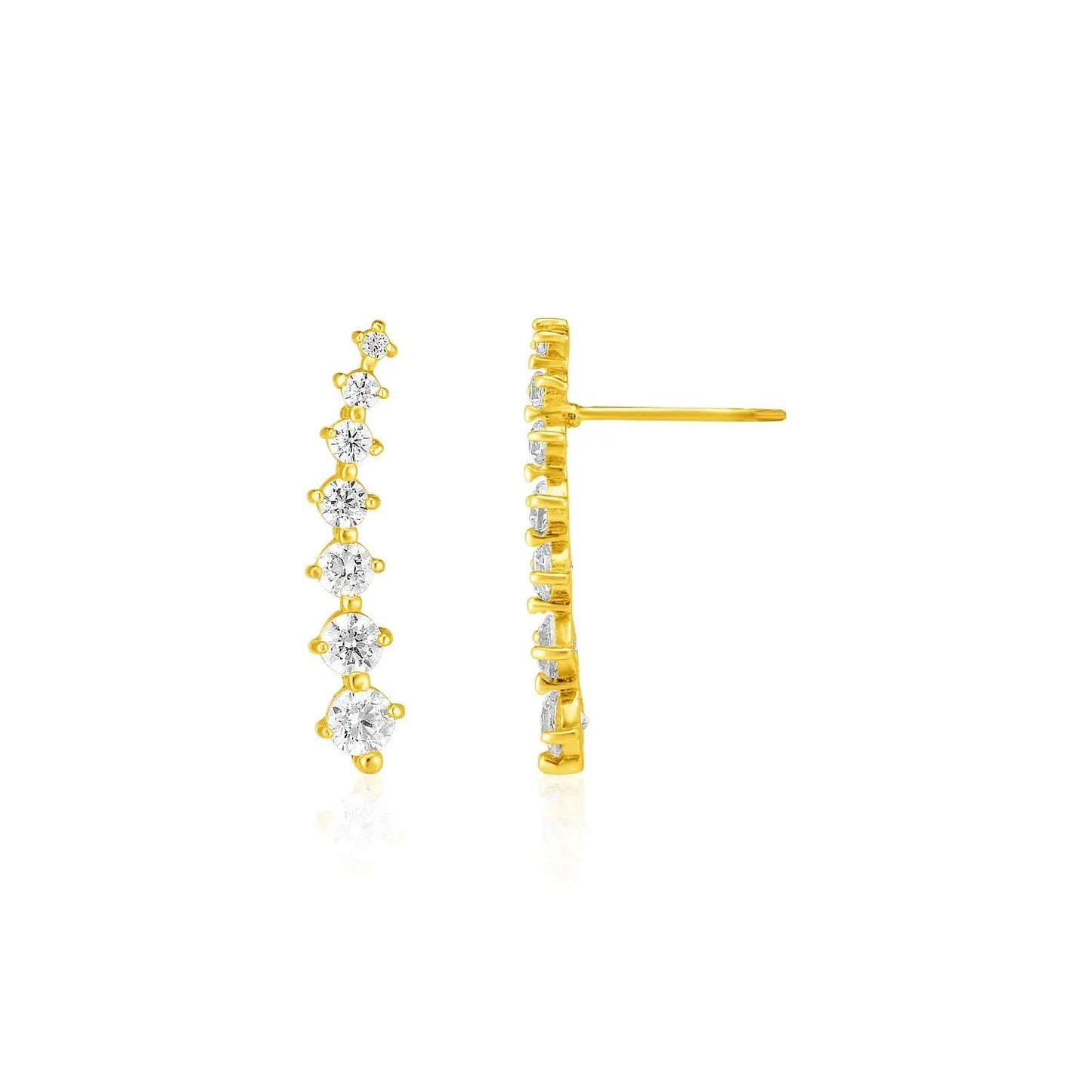 14k Yellow Gold Climber Post Earrings with Cubic Zirconias RCJ Earrings CELESTIA LUXE JEWELLERS