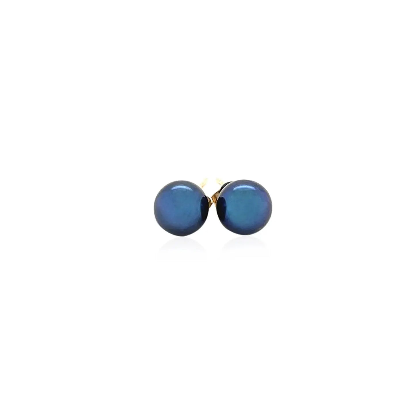 14k Yellow Gold Cultured Black Pearl Stud Earrings (6mm) RCJ Earrings CELESTIA LUXE JEWELLERS