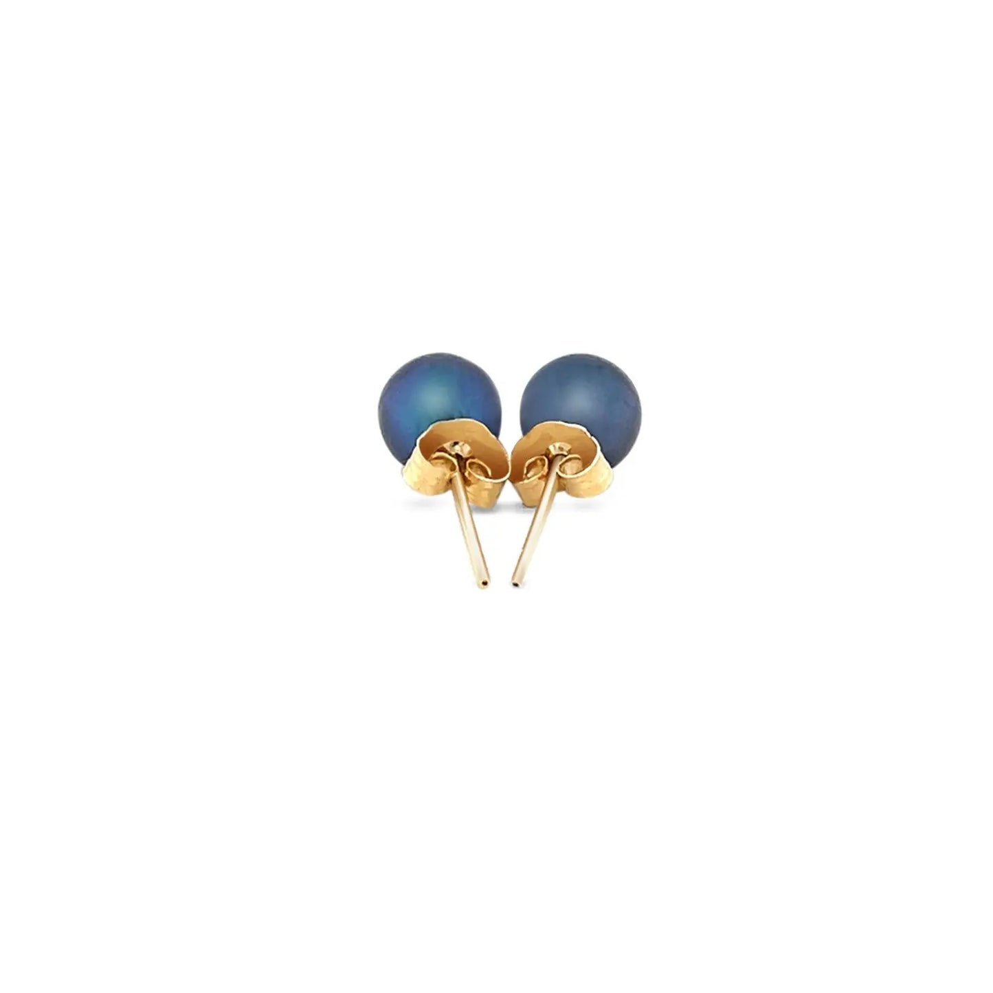14k Yellow Gold Cultured Black Pearl Stud Earrings (6mm) RCJ Earrings CELESTIA LUXE JEWELLERS