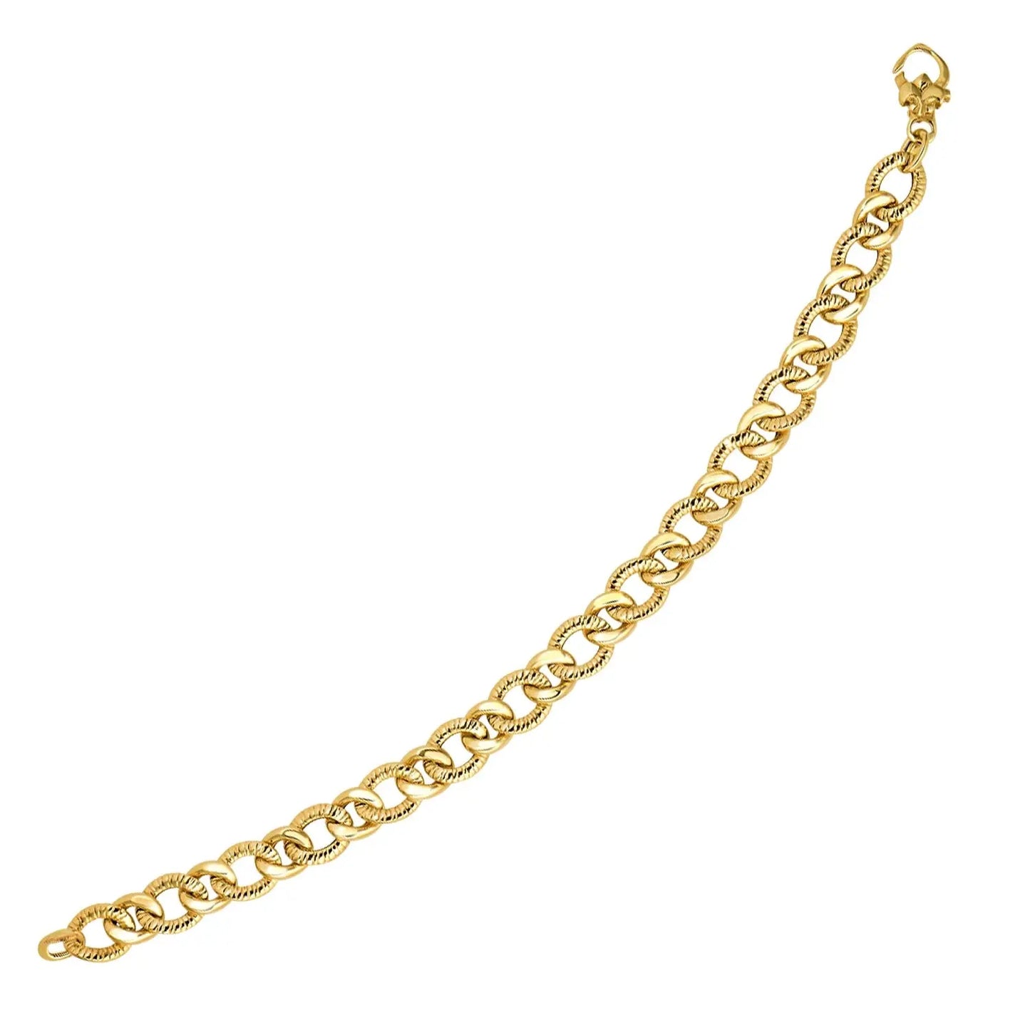 14k Yellow Gold Curb Chain Design with Diamond Cuts Bracelet (8.80 mm) RCJ Bracelets CELESTIA LUXE JEWELLERS