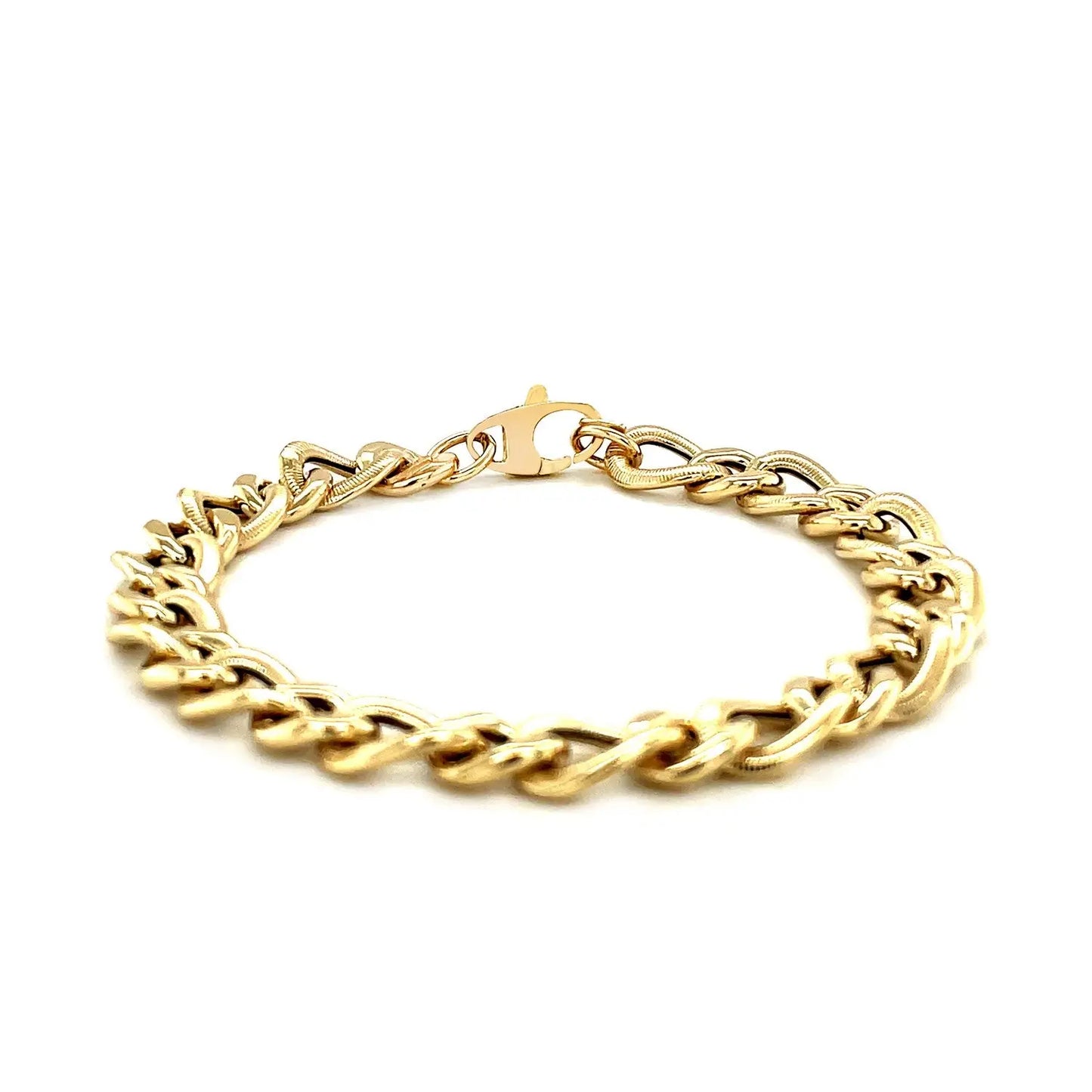 14k Yellow Gold Curb Chain Design with Diamond Cuts Bracelet (8.80 mm) RCJ Bracelets CELESTIA LUXE JEWELLERS