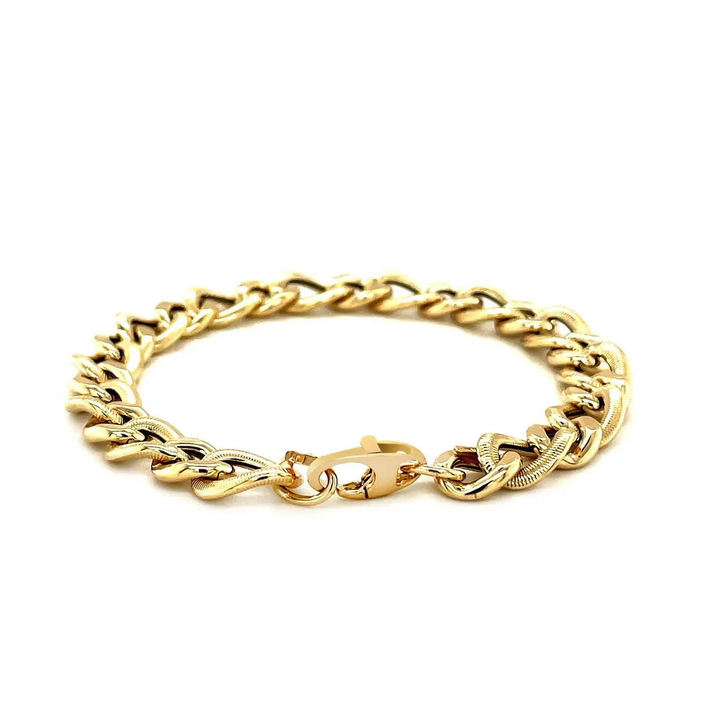 14k Yellow Gold Curb Chain Design with Diamond Cuts Bracelet (8.80 mm) RCJ Bracelets CELESTIA LUXE JEWELLERS