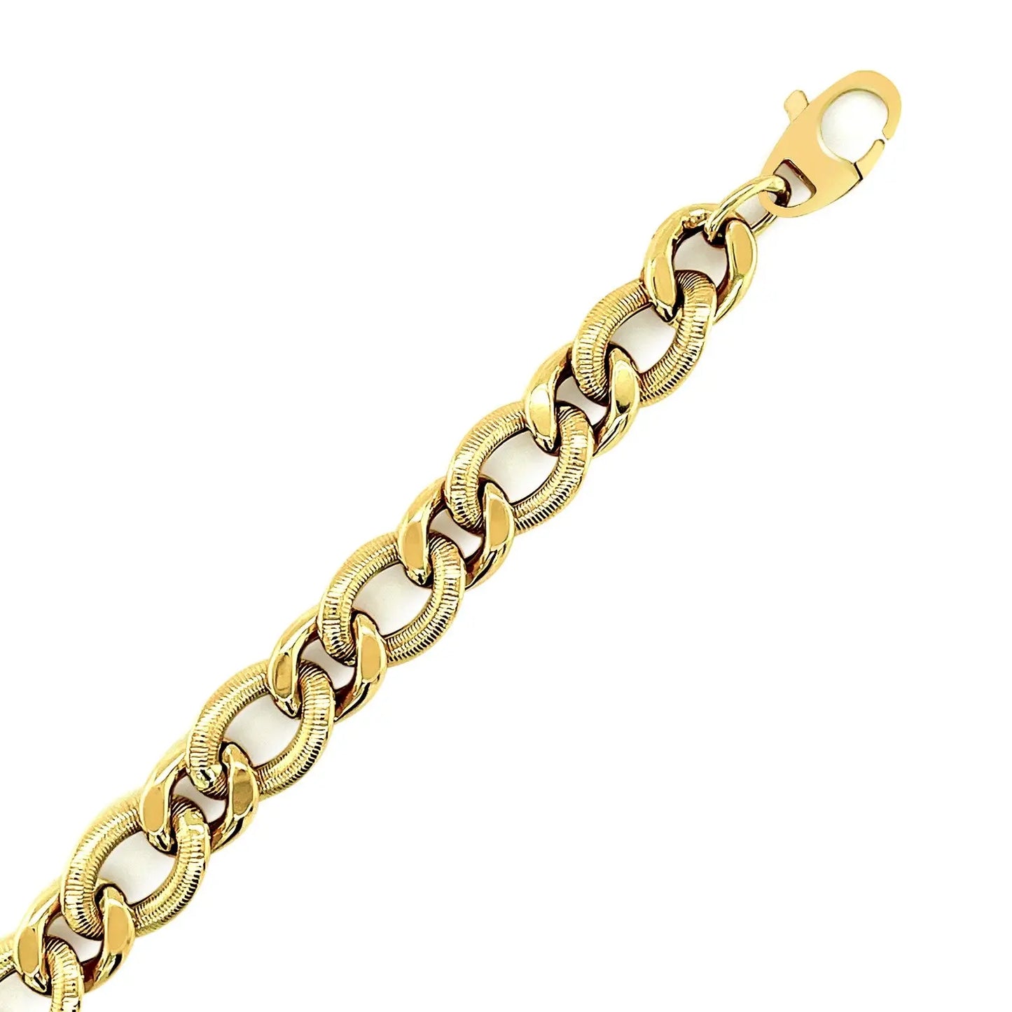 14k Yellow Gold Curb Chain Design with Diamond Cuts Bracelet (8.80 mm) RCJ Bracelets CELESTIA LUXE JEWELLERS