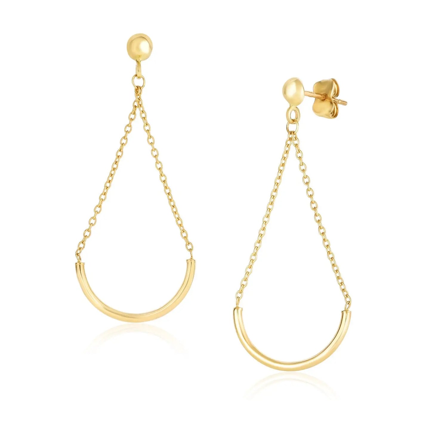 14k Yellow Gold Curved Chain Drop Earrings RCJ Earrings CELESTIA LUXE JEWELLERS