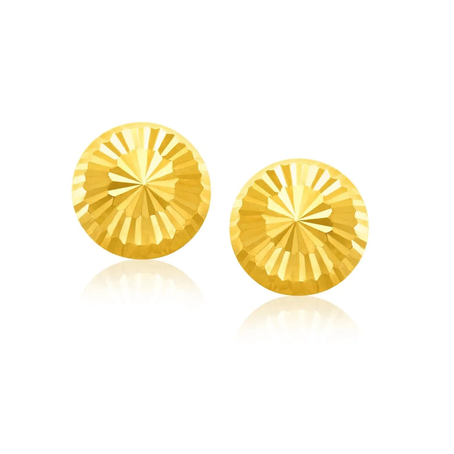 14k Yellow Gold Diamond Cut Flat Design Stud Earrings(8mm) RCJ Earrings CELESTIA LUXE JEWELLERS