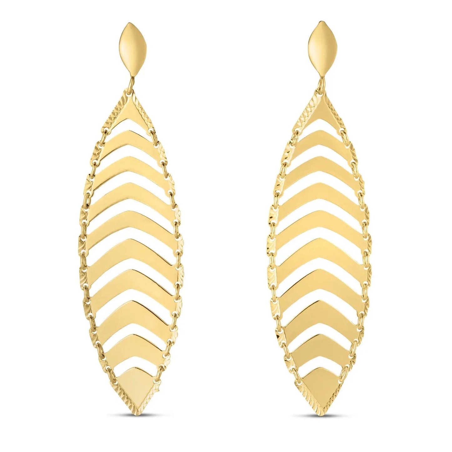 14k Yellow Gold Drop Leaf Earrings RCJ Earrings CELESTIA LUXE JEWELLERS