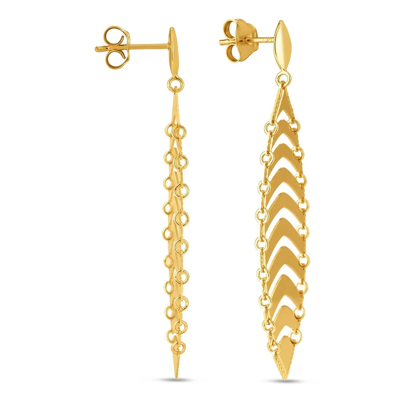 14k Yellow Gold Drop Leaf Earrings RCJ Earrings CELESTIA LUXE JEWELLERS