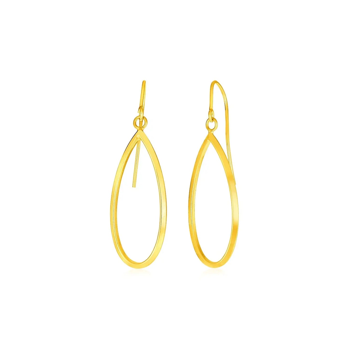 14k Yellow Gold Earrings with Polished Open Teardrop Dangles RCJ Earrings CELESTIA LUXE JEWELLERS