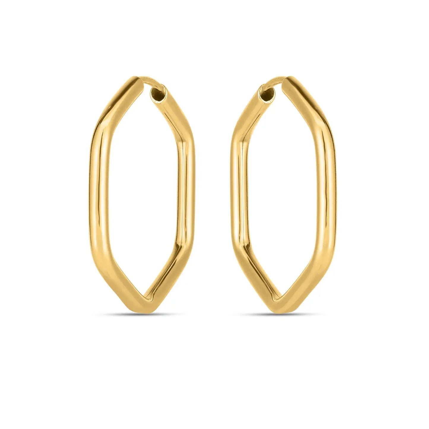 14k Yellow Gold Endless Hexagon Hoop Earrings RCJ Earrings CELESTIA LUXE JEWELLERS