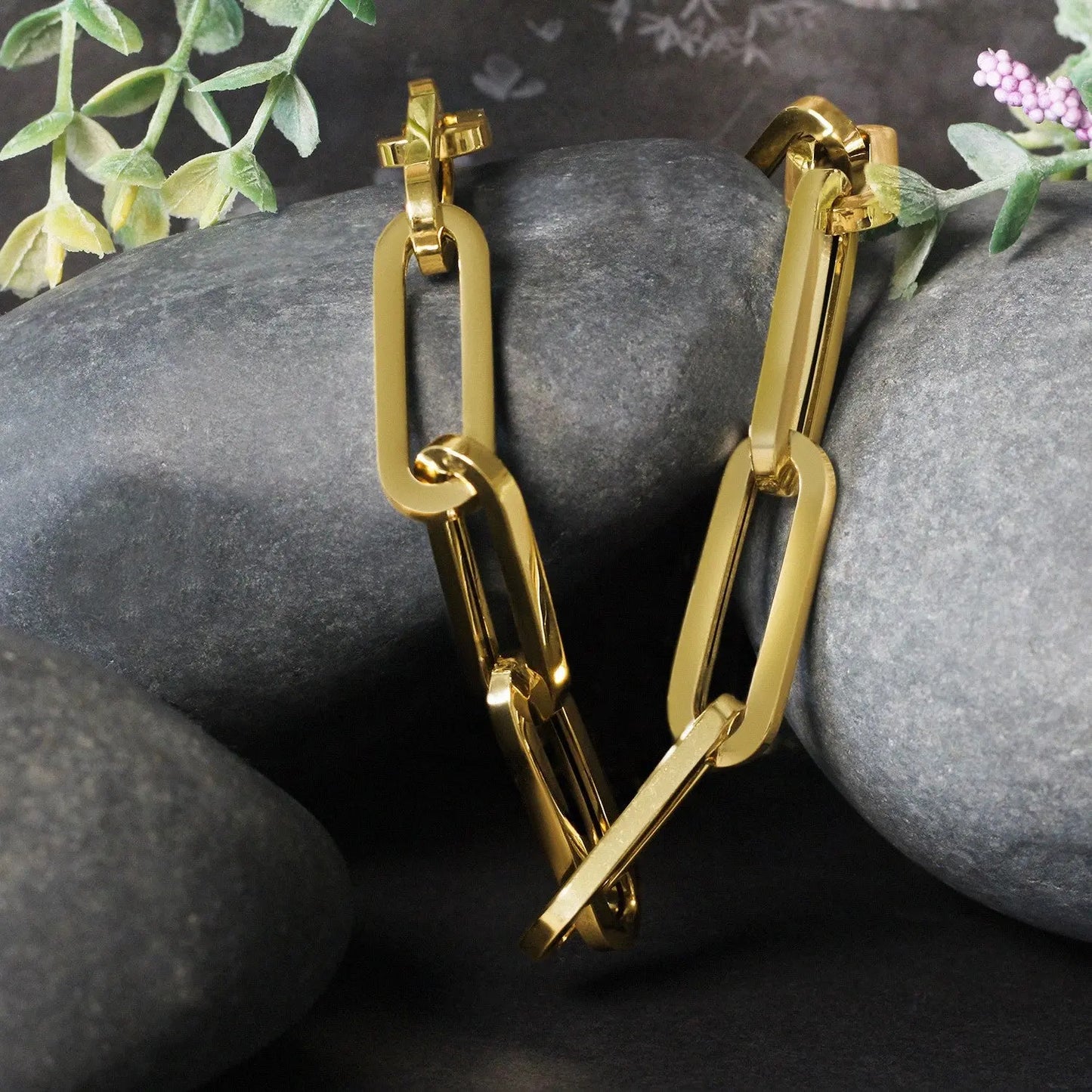 14k Yellow Gold Extra Wide Paperclip Chain Necklace RCJ Necklaces CELESTIA LUXE JEWELLERS