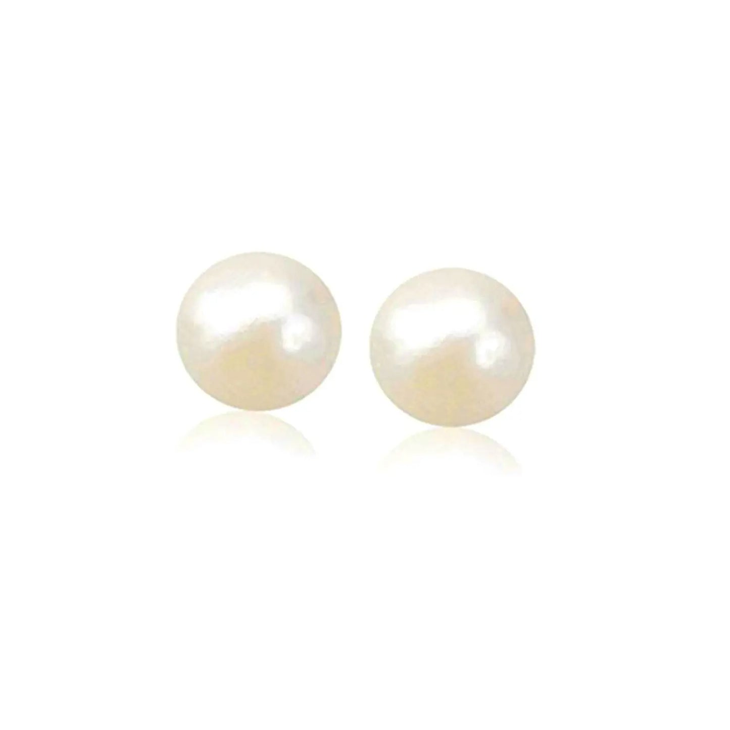 14k Yellow Gold Freshwater Cultured White Pearl Stud Earrings (7mm) RCJ Earrings CELESTIA LUXE JEWELLERS