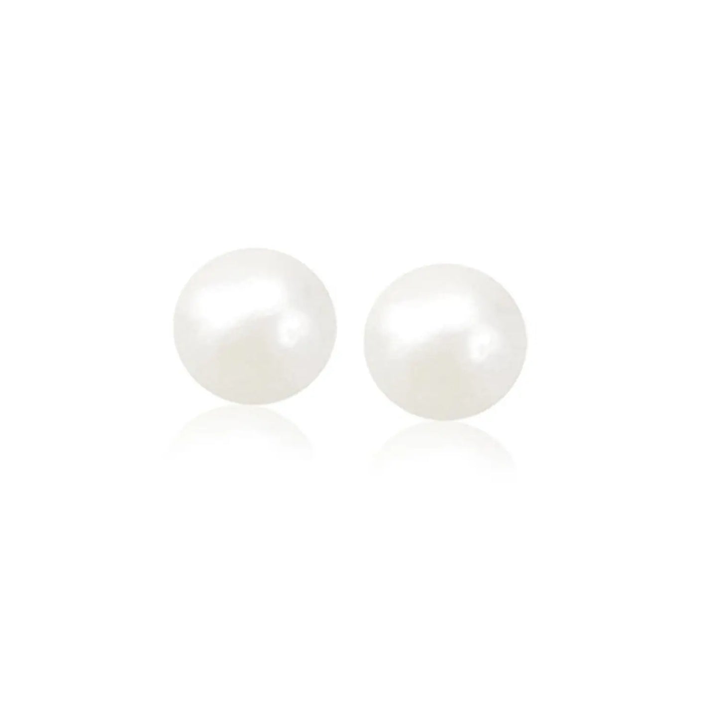 14k Yellow Gold Freshwater Cultured White Pearl Stud Earrings (8mm) RCJ Earrings CELESTIA LUXE JEWELLERS