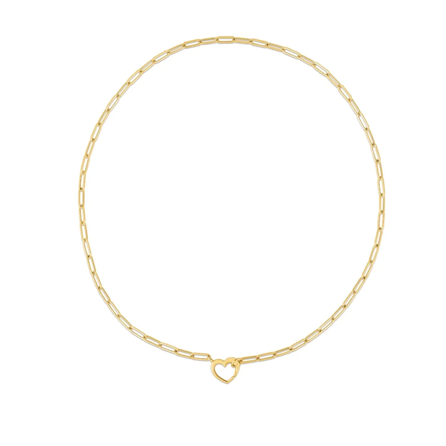 14k Yellow Gold Heart Element Paperclip Necklace RCJ Necklaces CELESTIA LUXE JEWELLERS