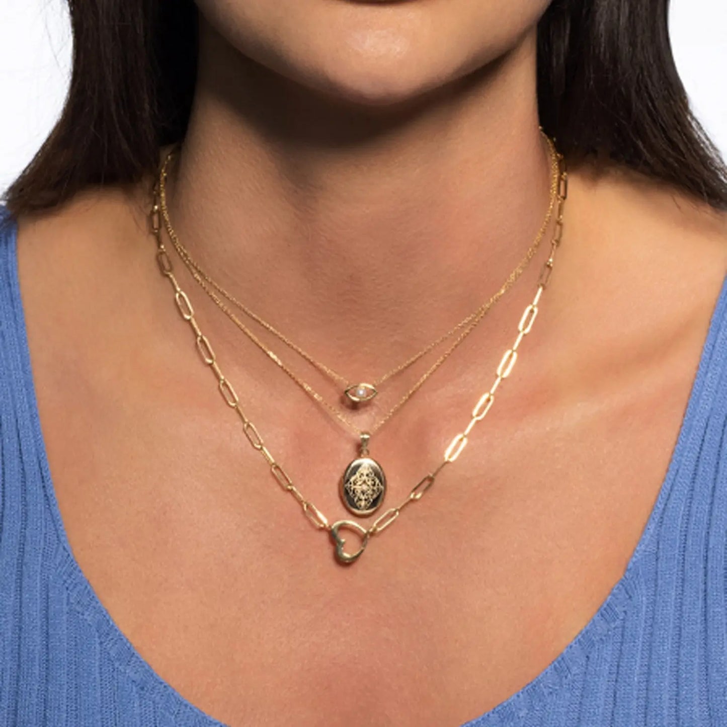 14k Yellow Gold Heart Element Paperclip Necklace RCJ Necklaces CELESTIA LUXE JEWELLERS