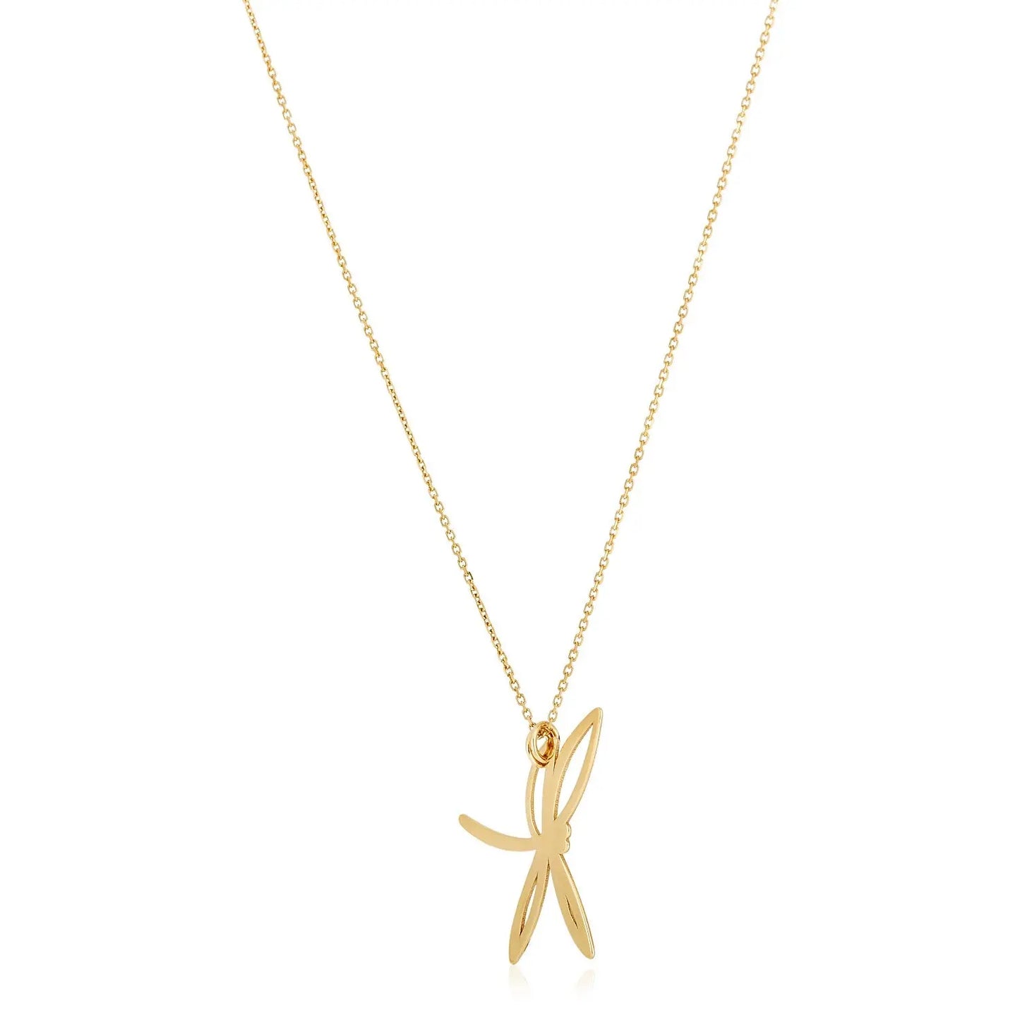 14k Yellow Gold High Polish Dragonfly Necklace RCJ Necklaces CELESTIA LUXE JEWELLERS