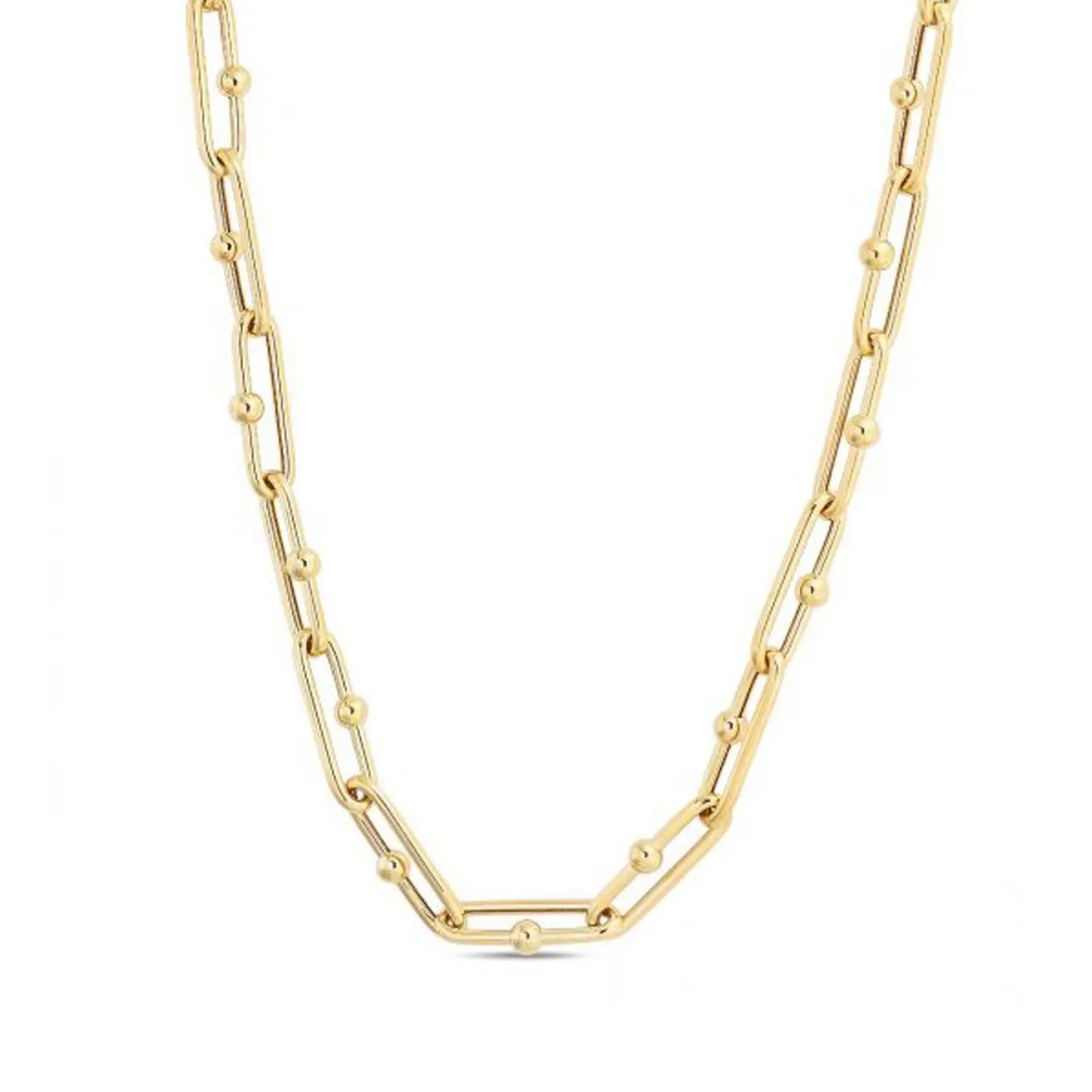 14k Yellow Gold High Polish Elongated Paperclip Jax Link Necklace RCJ Necklaces CELESTIA LUXE JEWELLERS