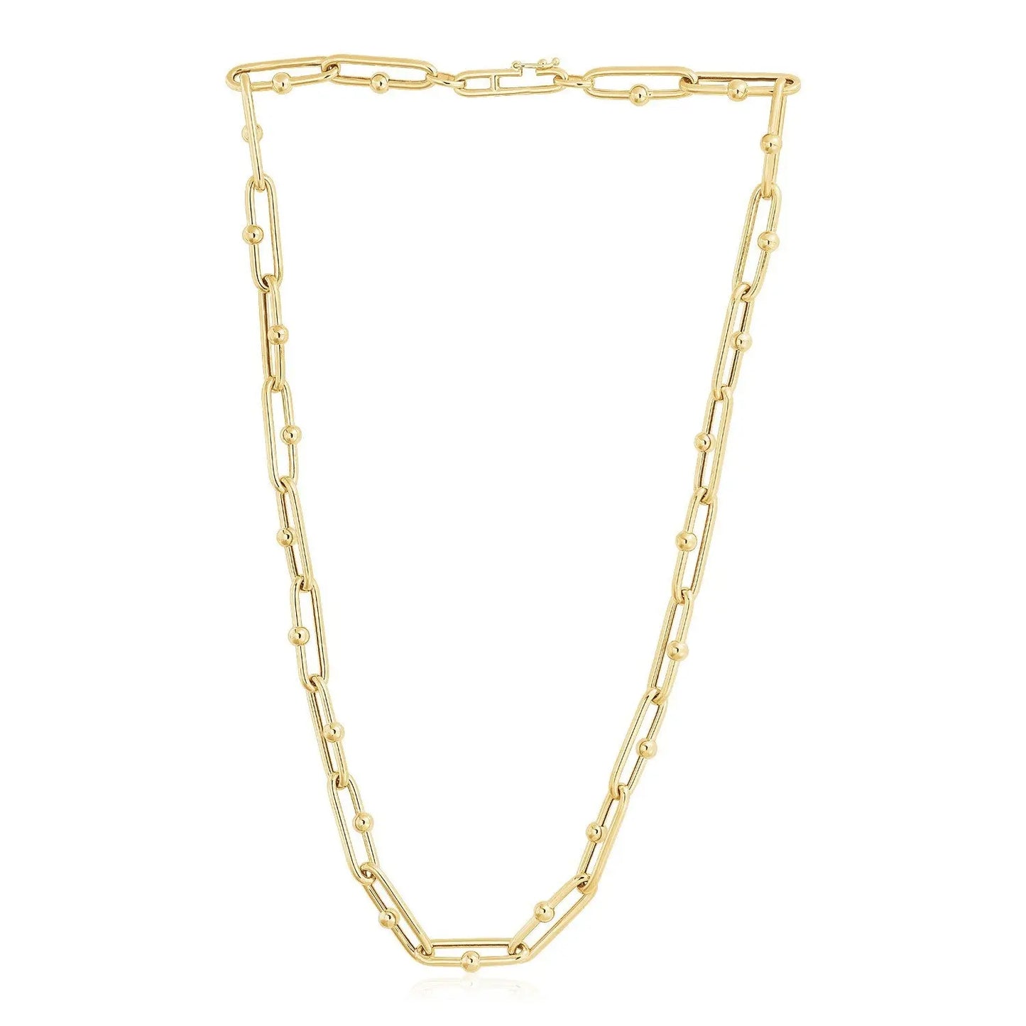 14k Yellow Gold High Polish Elongated Paperclip Jax Link Necklace RCJ Necklaces CELESTIA LUXE JEWELLERS