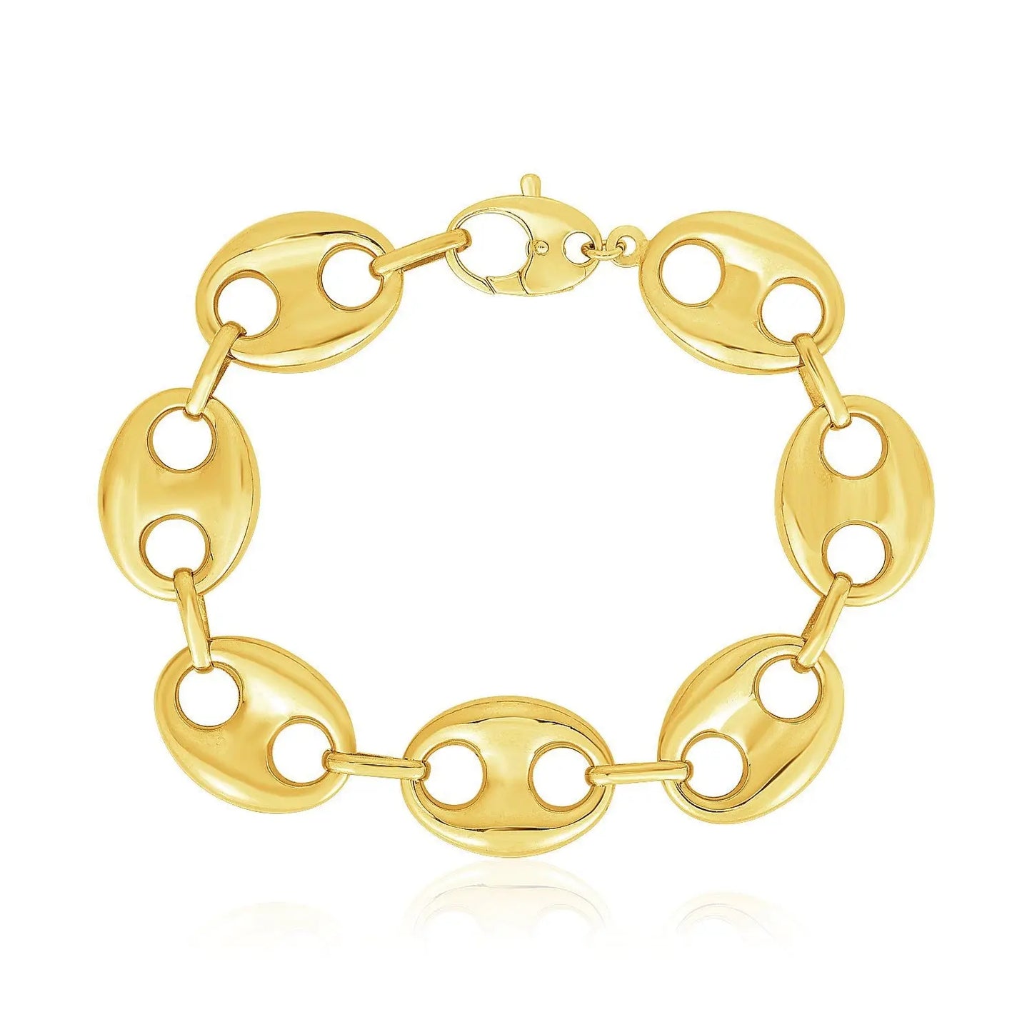 14k Yellow Gold High Polish Lite Puffed Mariner Link Bracelet (21.00 mm) RCJ Bracelets CELESTIA LUXE JEWELLERS