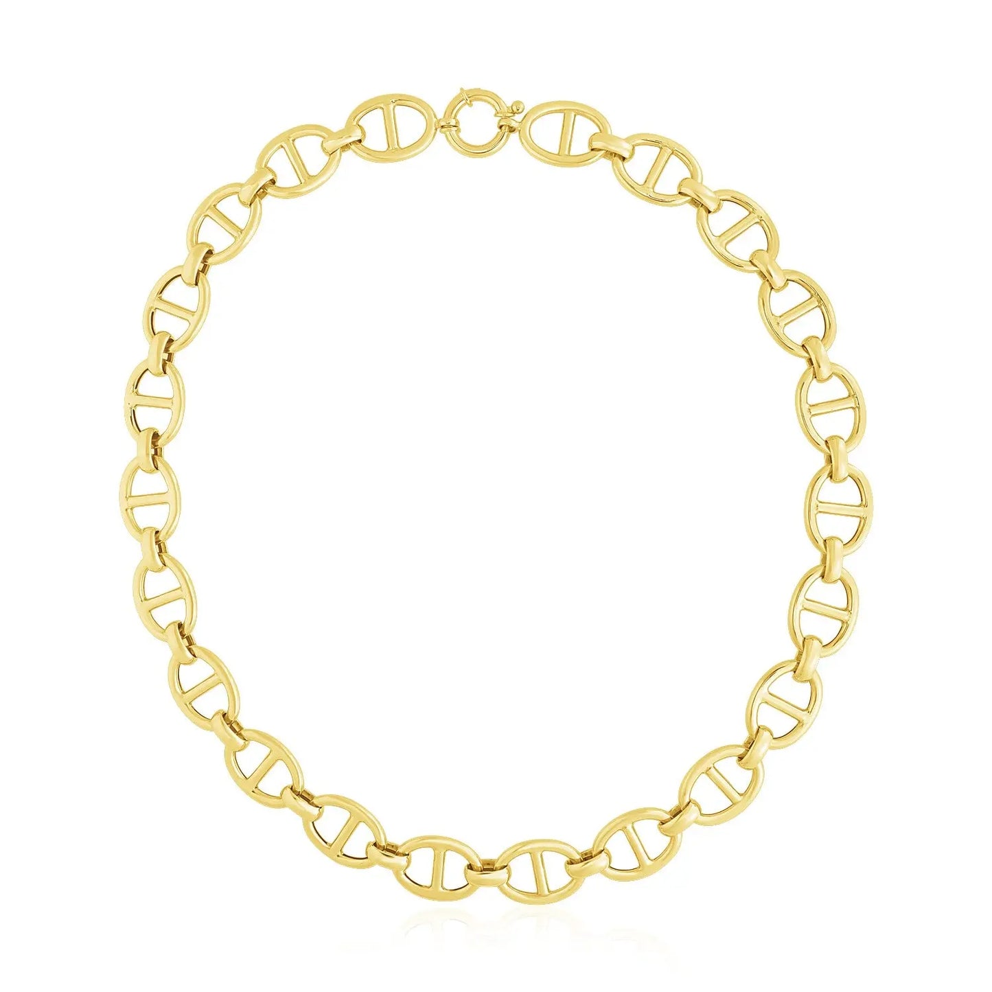 14k Yellow Gold High Polish Oval Mariner Link Necklace (13.8mm) RCJ Necklaces CELESTIA LUXE JEWELLERS