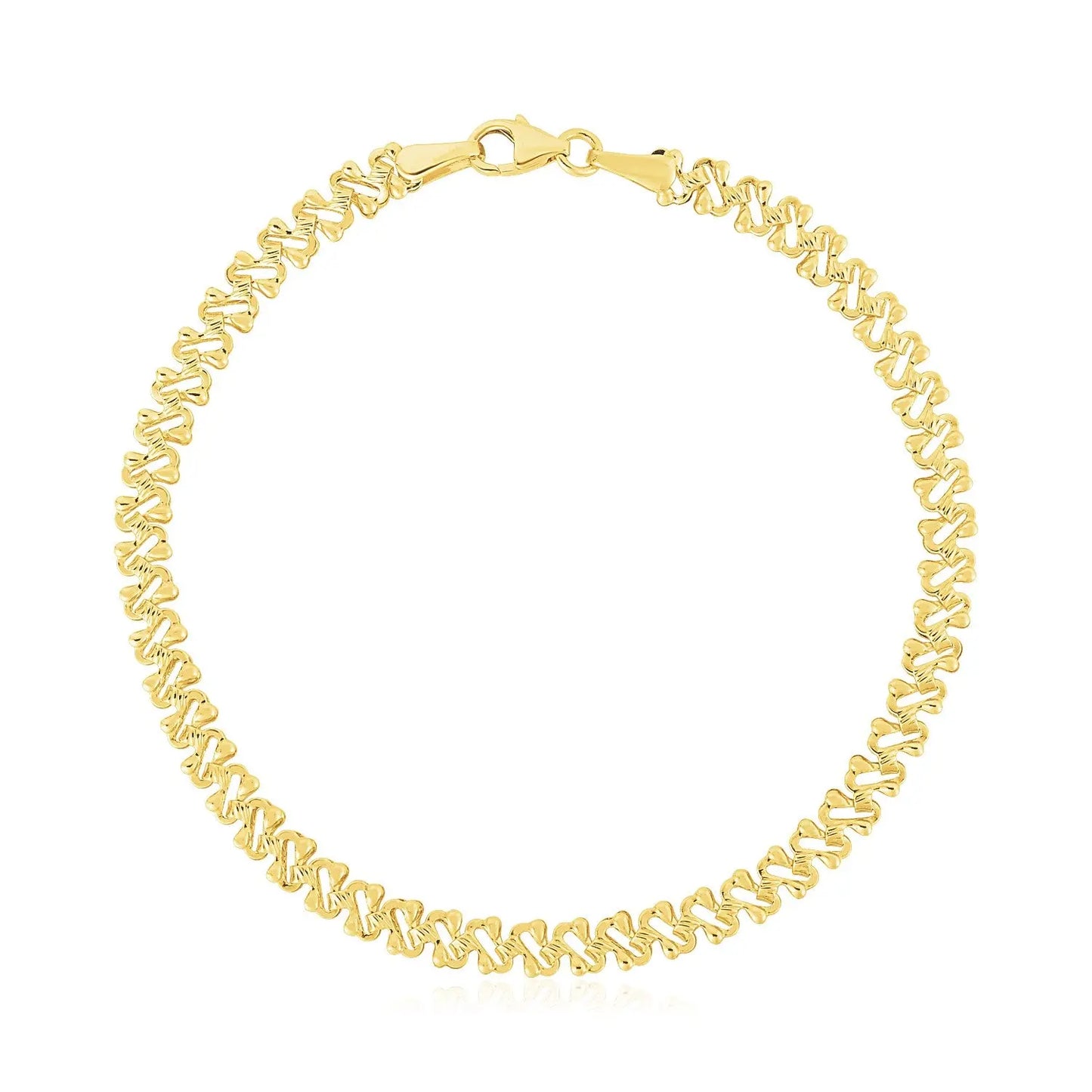 14k Yellow Gold High Polish Textured Fancy Chain Bracelet (4.00 mm) RCJ Bracelets CELESTIA LUXE JEWELLERS