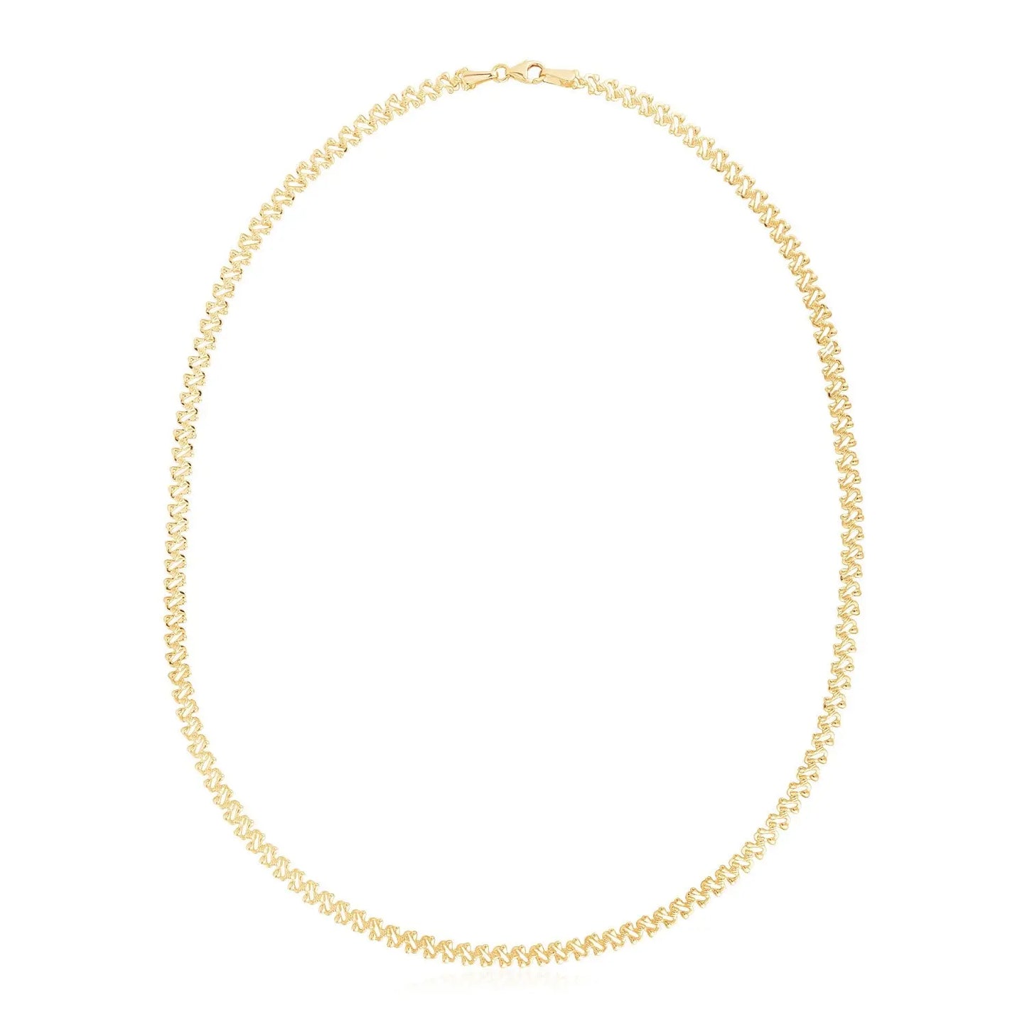 14k Yellow Gold High Polish The Textured Fancy Chain Necklace (4mm) RCJ Necklaces CELESTIA LUXE JEWELLERS