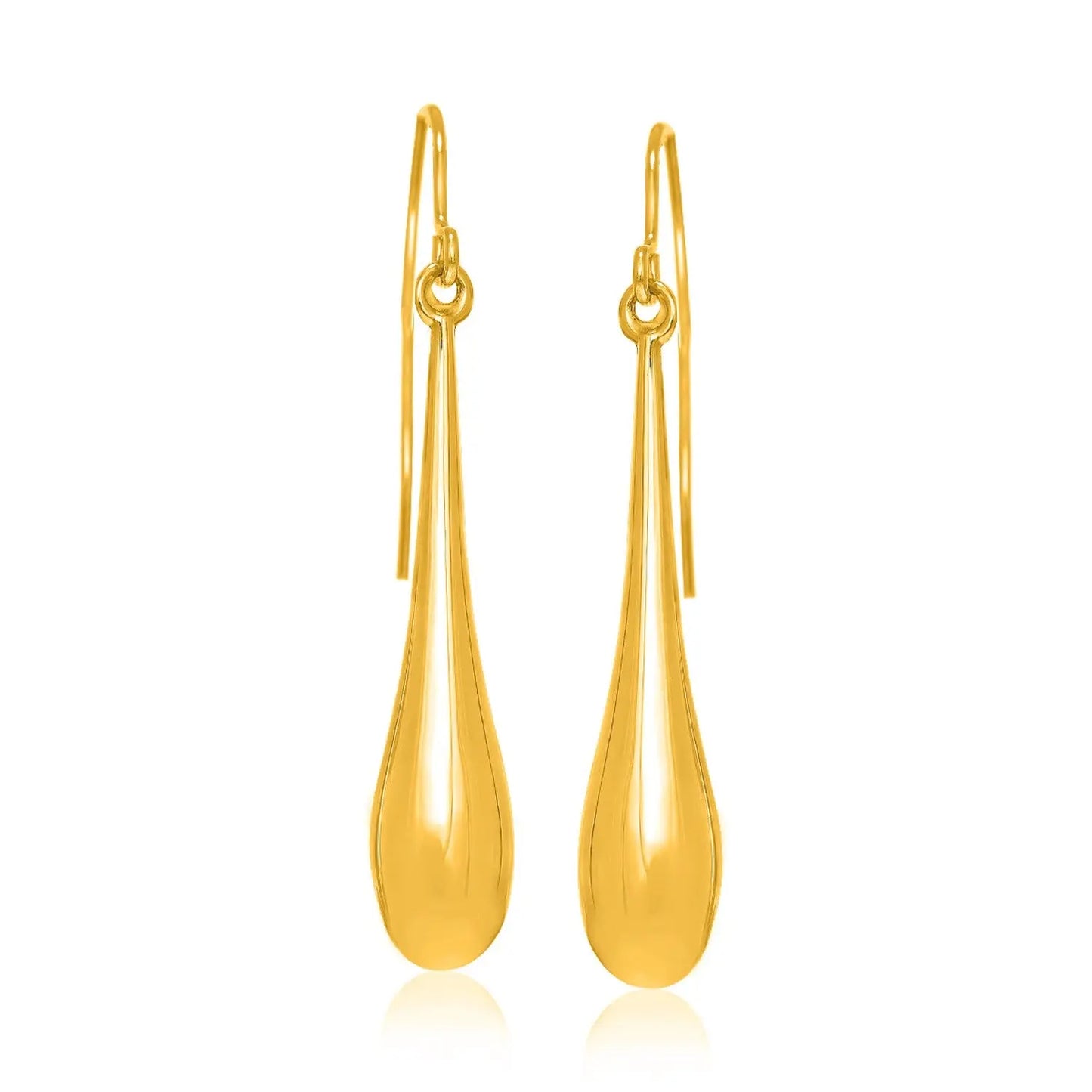14k Yellow Gold Long Polished Teardrop Dangling Earrings RCJ Earrings CELESTIA LUXE JEWELLERS