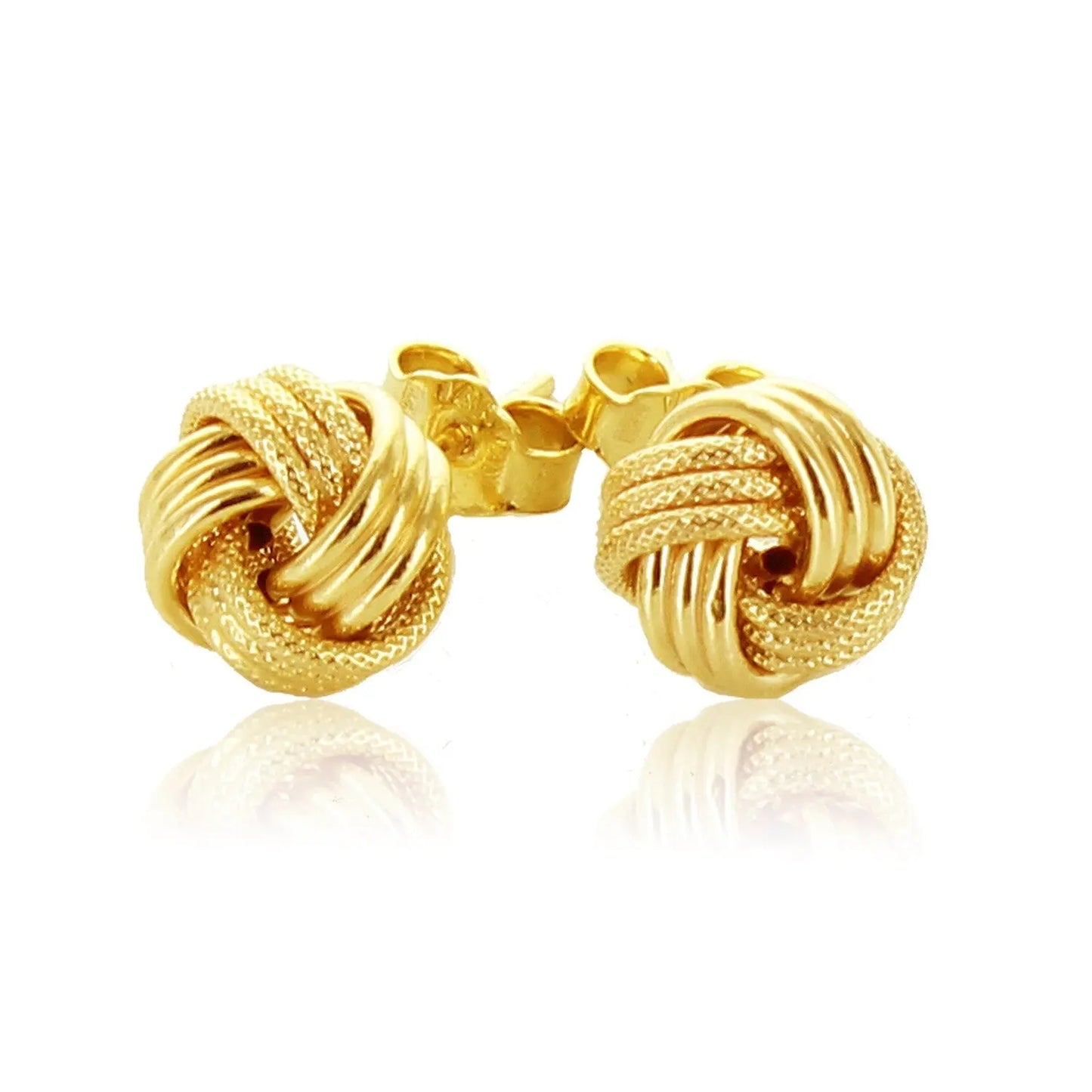 14k Yellow Gold Love Knot with Ridge Texture Earrings RCJ Earrings CELESTIA LUXE JEWELLERS