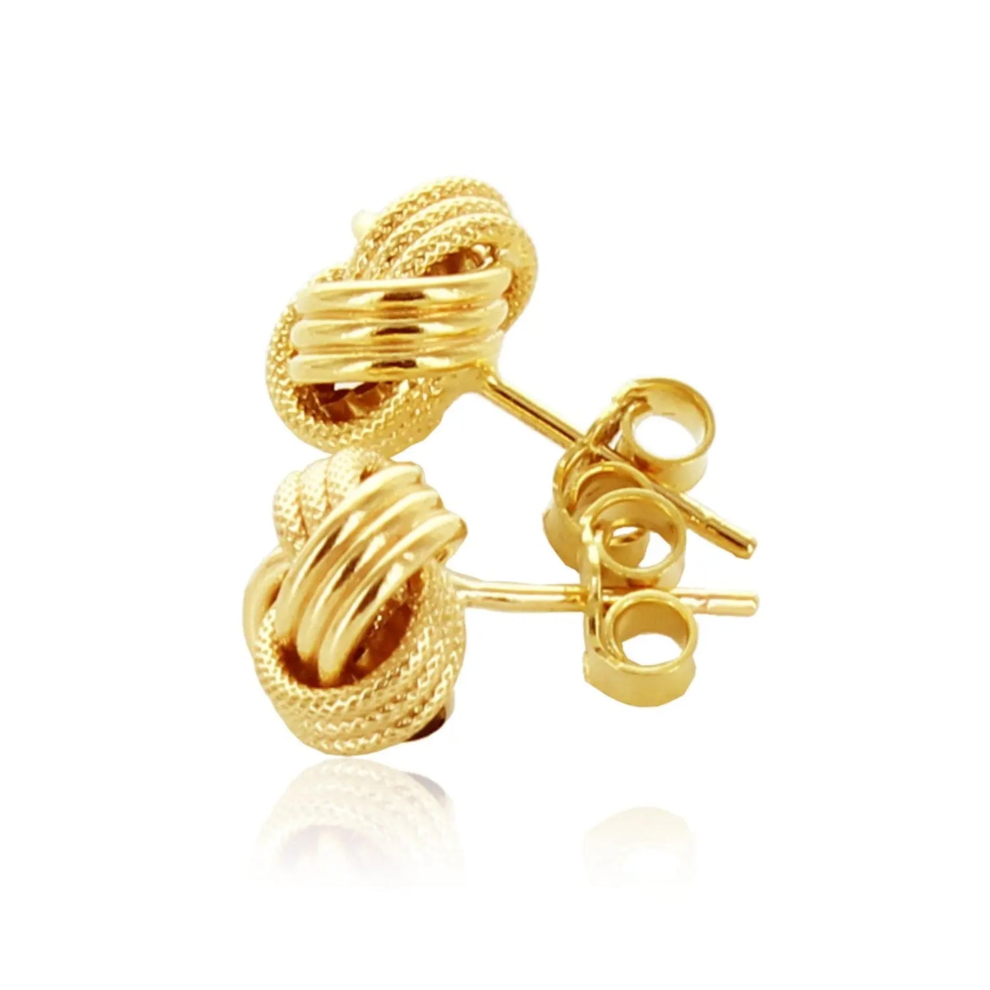 14k Yellow Gold Love Knot with Ridge Texture Earrings RCJ Earrings CELESTIA LUXE JEWELLERS