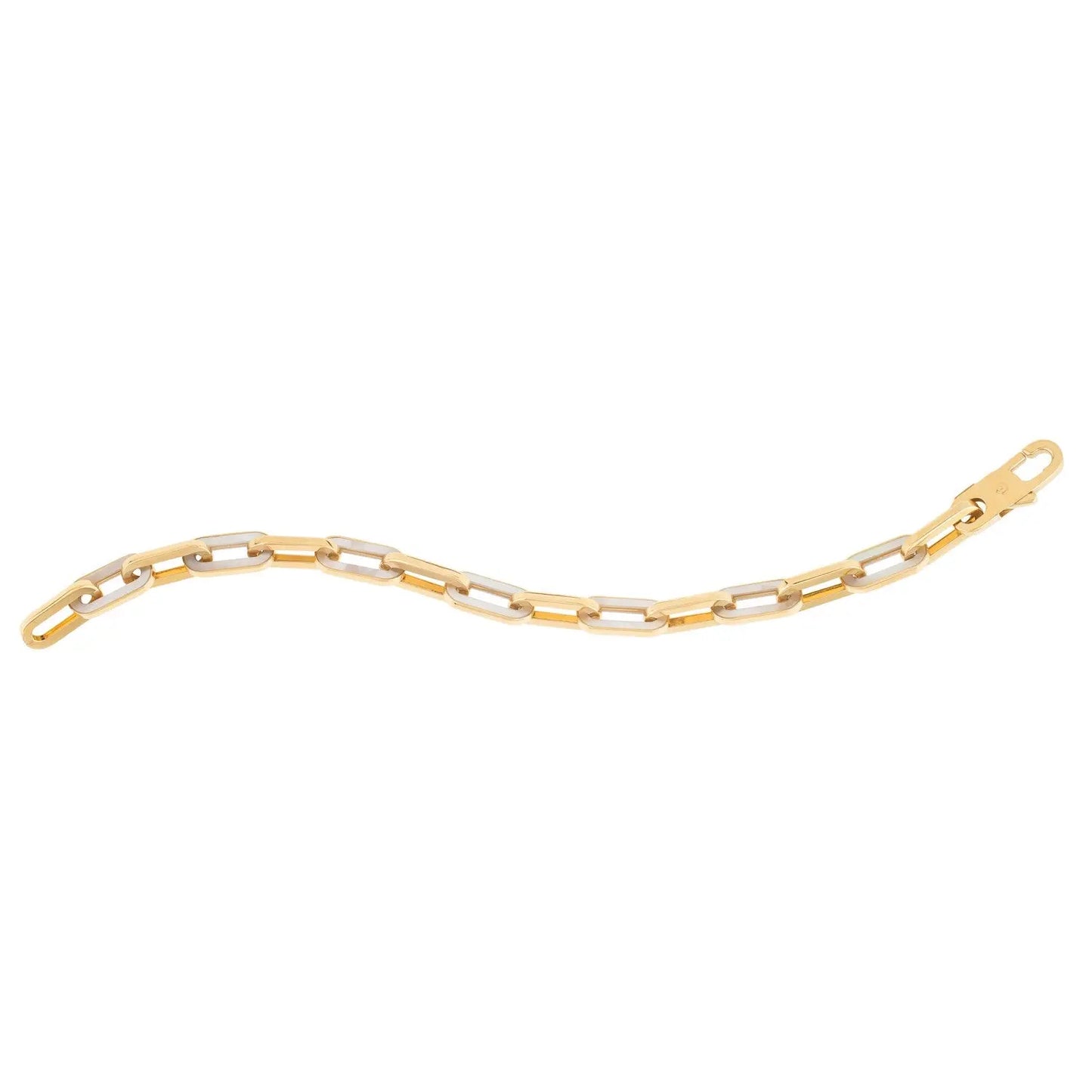14k Yellow Gold MOP Paperclip Gem Link Bracelet (7.00 mm) RCJ Bracelets CELESTIA LUXE JEWELLERS