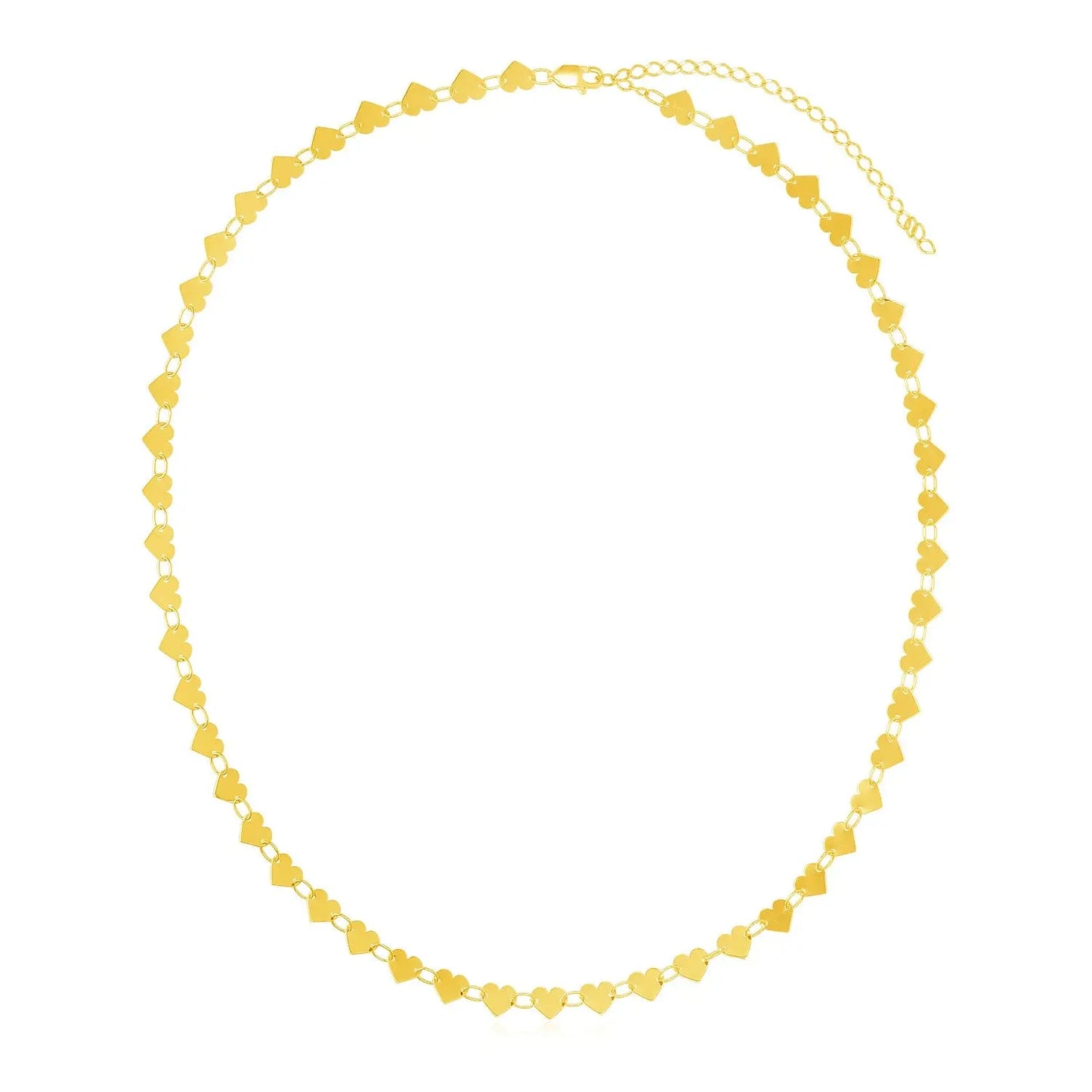 14k Yellow Gold Mirrored Heart Chain Necklace RCJ Necklaces CELESTIA LUXE JEWELLERS
