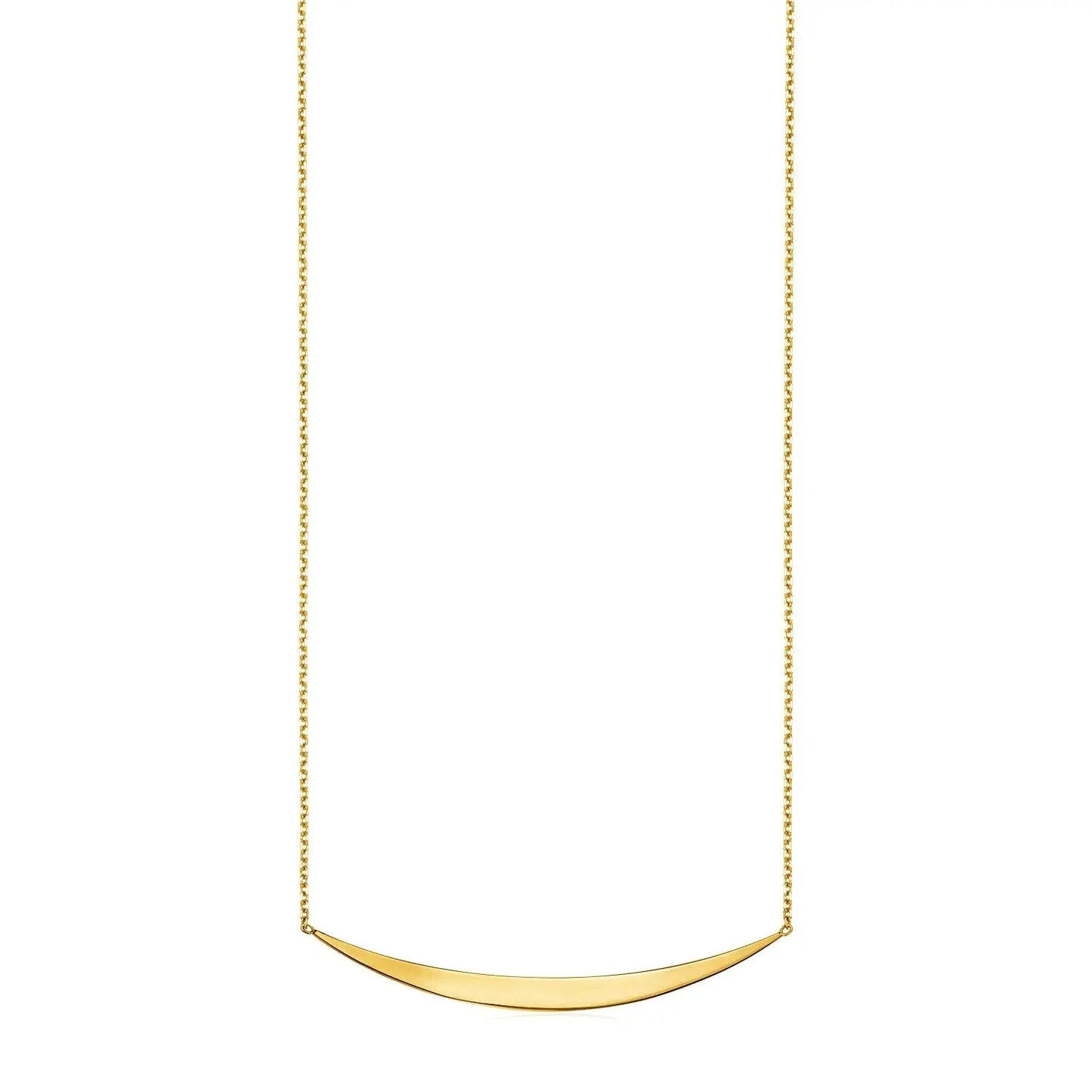 14k Yellow Gold Necklace with Polished Curved Bar Pendant RCJ Necklaces CELESTIA LUXE JEWELLERS