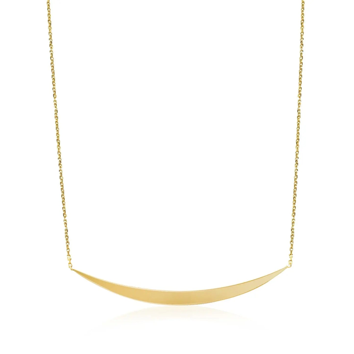 14k Yellow Gold Necklace with Polished Curved Bar Pendant RCJ Necklaces CELESTIA LUXE JEWELLERS