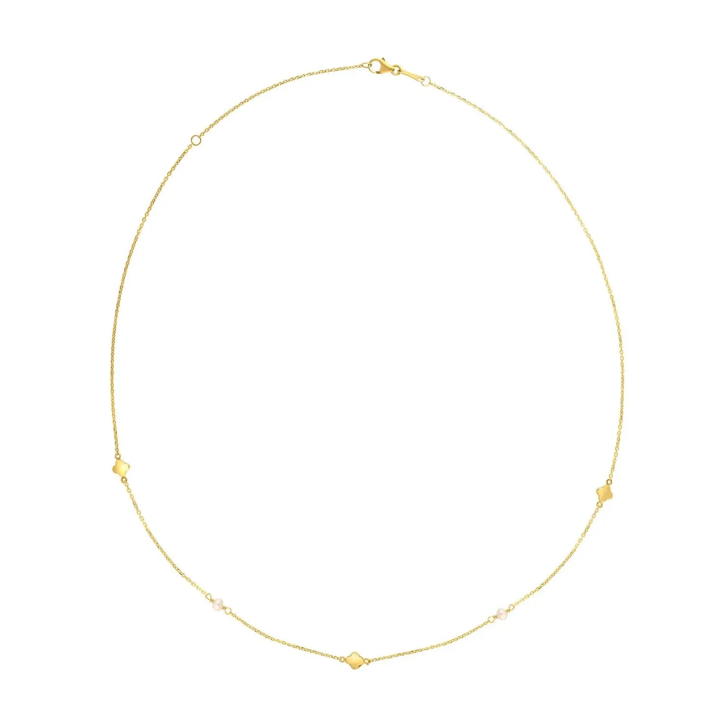 14k Yellow Gold Pearl Clover Necklace RCJ Necklaces CELESTIA LUXE JEWELLERS