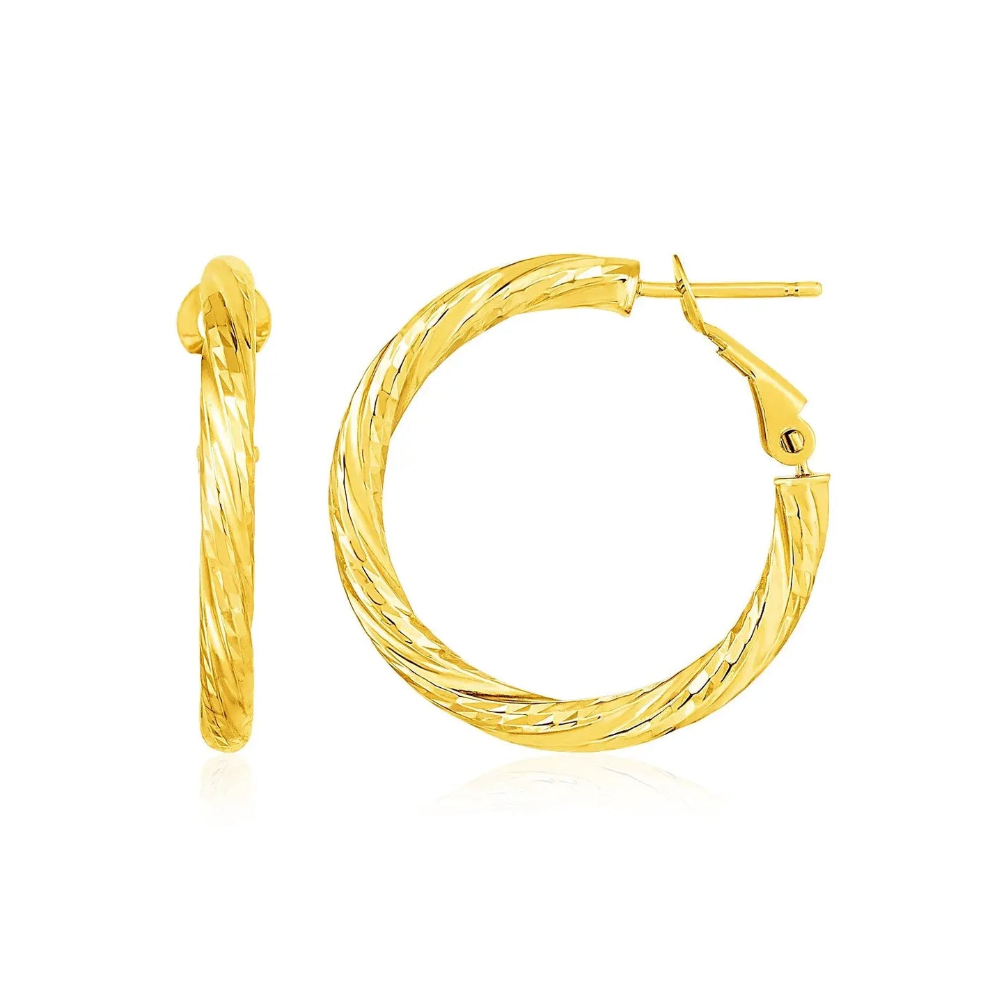 14k Yellow Gold Petite Twisted Round Hoop Earrings(3x20mm) RCJ Earrings CELESTIA LUXE JEWELLERS
