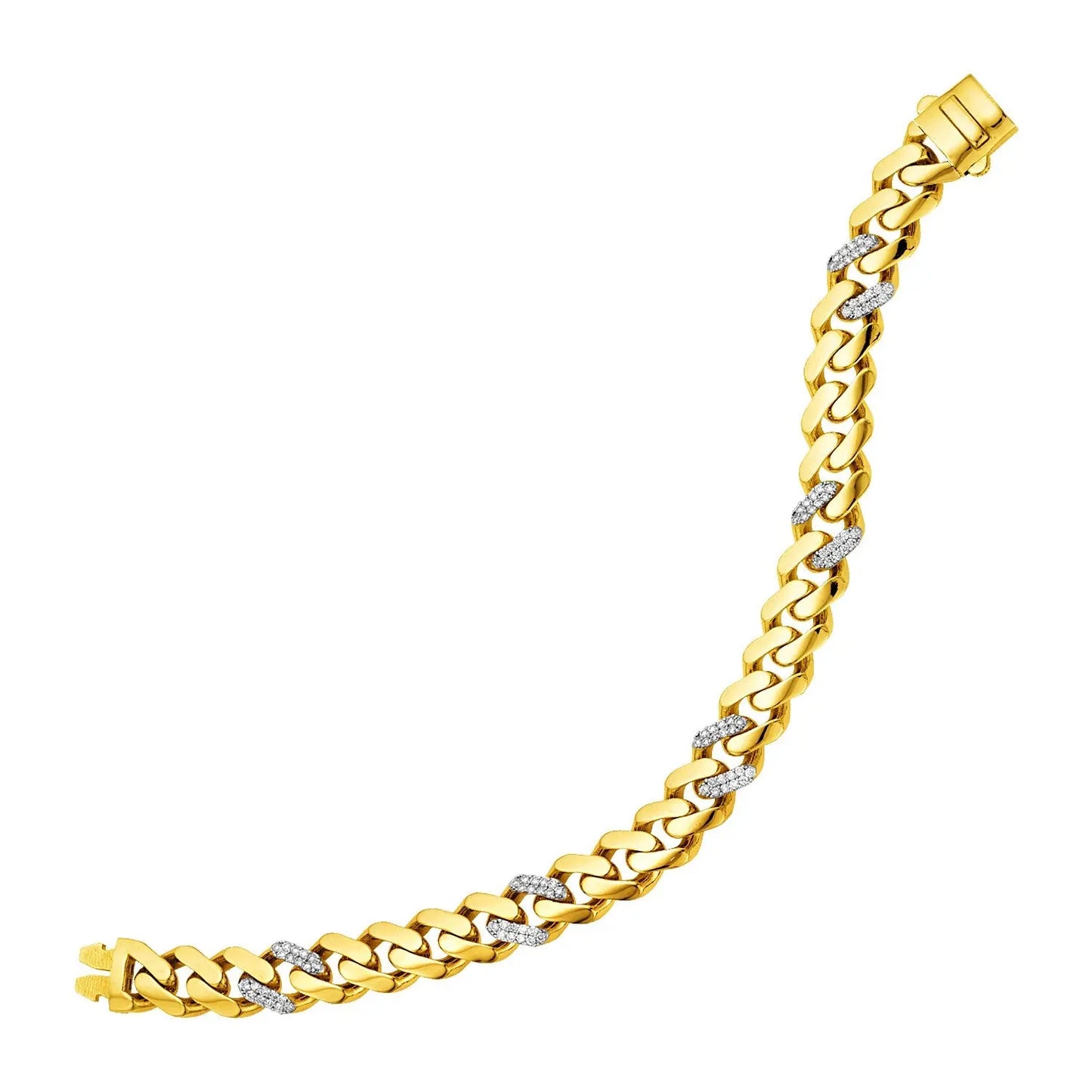 14k Yellow Gold Polished Curb Chain Bracelet with Diamonds (9.50 mm) RCJ Bracelets CELESTIA LUXE JEWELLERS