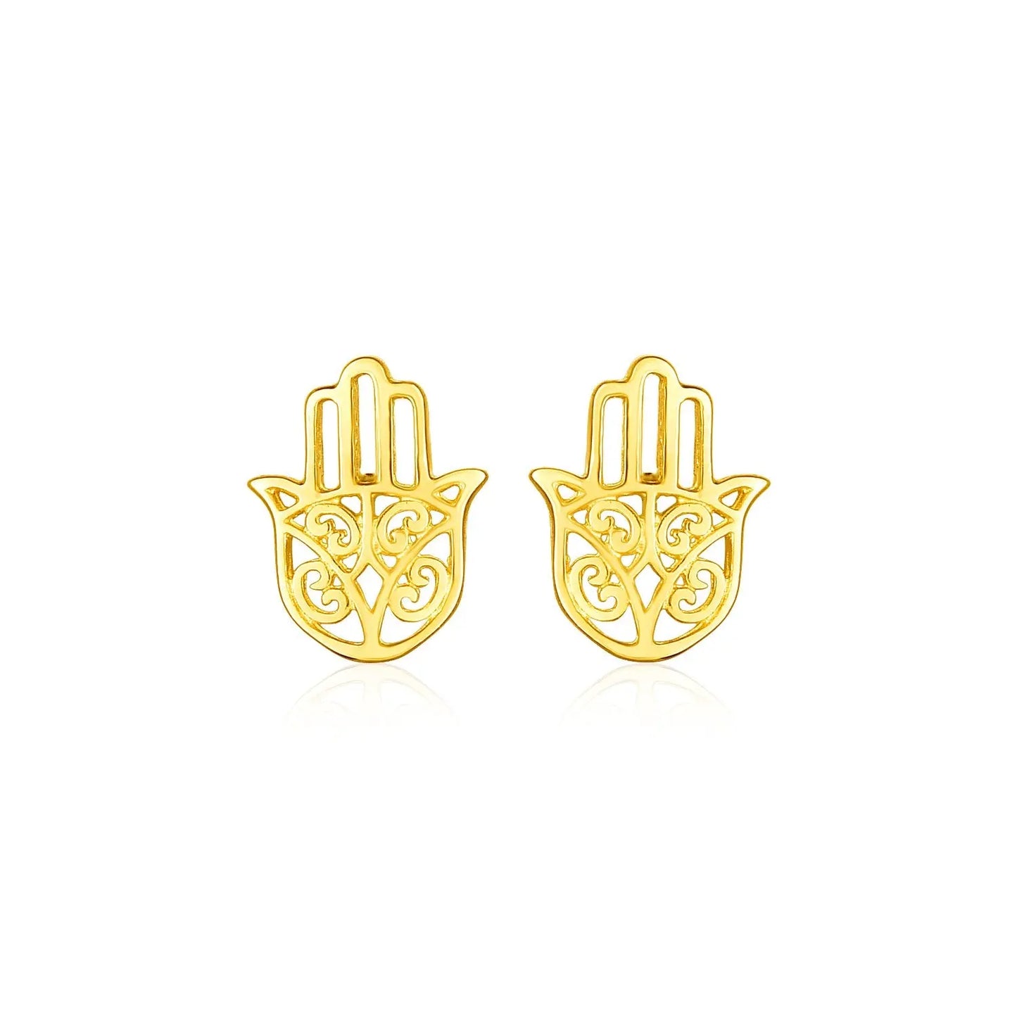 14k Yellow Gold Polished Hand of Hamsa Post Earrings RCJ Earrings CELESTIA LUXE JEWELLERS