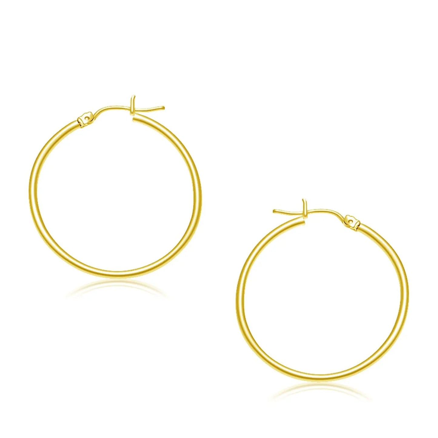 14k Yellow Gold Polished Hoop Earrings (2x30mm) RCJ Earrings CELESTIA LUXE JEWELLERS