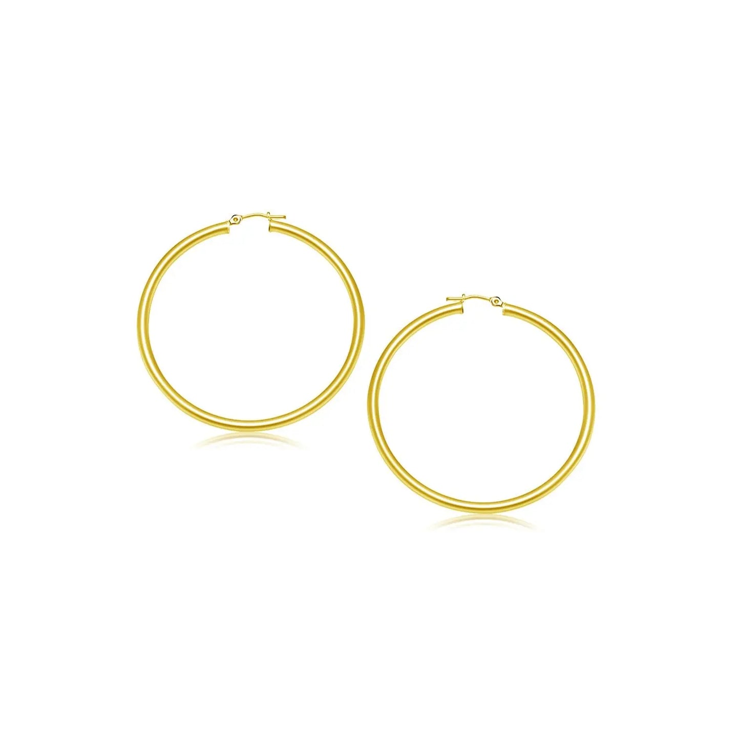 14k Yellow Gold Polished Hoop Earrings (3x20mm) RCJ Earrings CELESTIA LUXE JEWELLERS