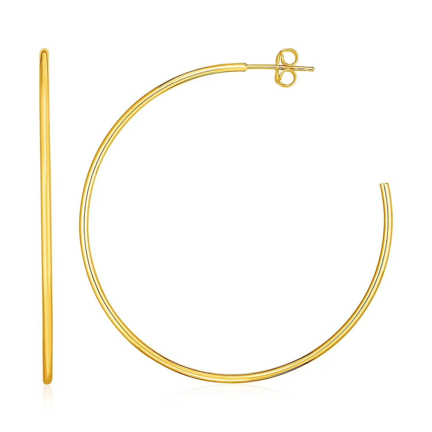 14k Yellow Gold Polished Hoop Earrings(1.5x50mm) RCJ Earrings CELESTIA LUXE JEWELLERS