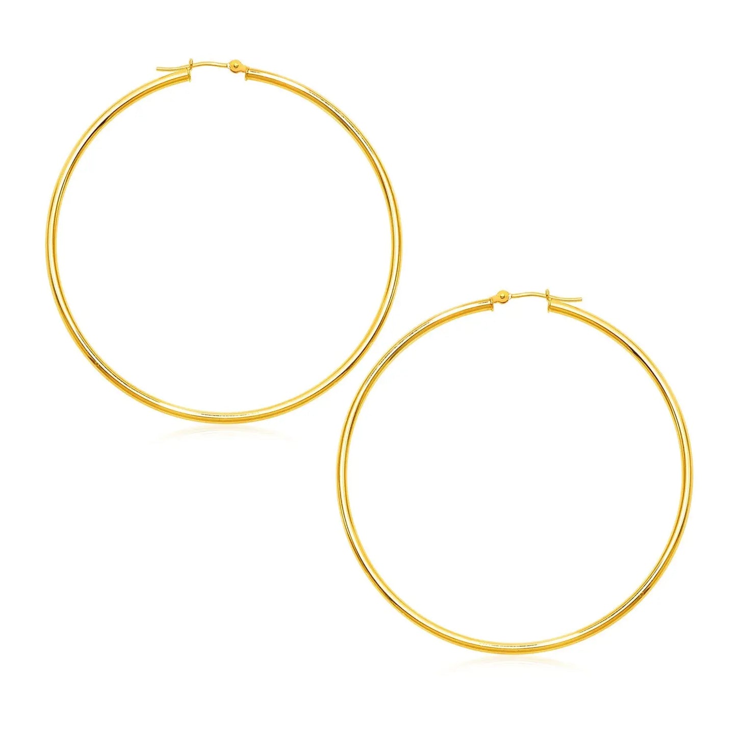 14k Yellow Gold Polished Large Round Hoop Earrings(2x60mm) RCJ Earrings CELESTIA LUXE JEWELLERS