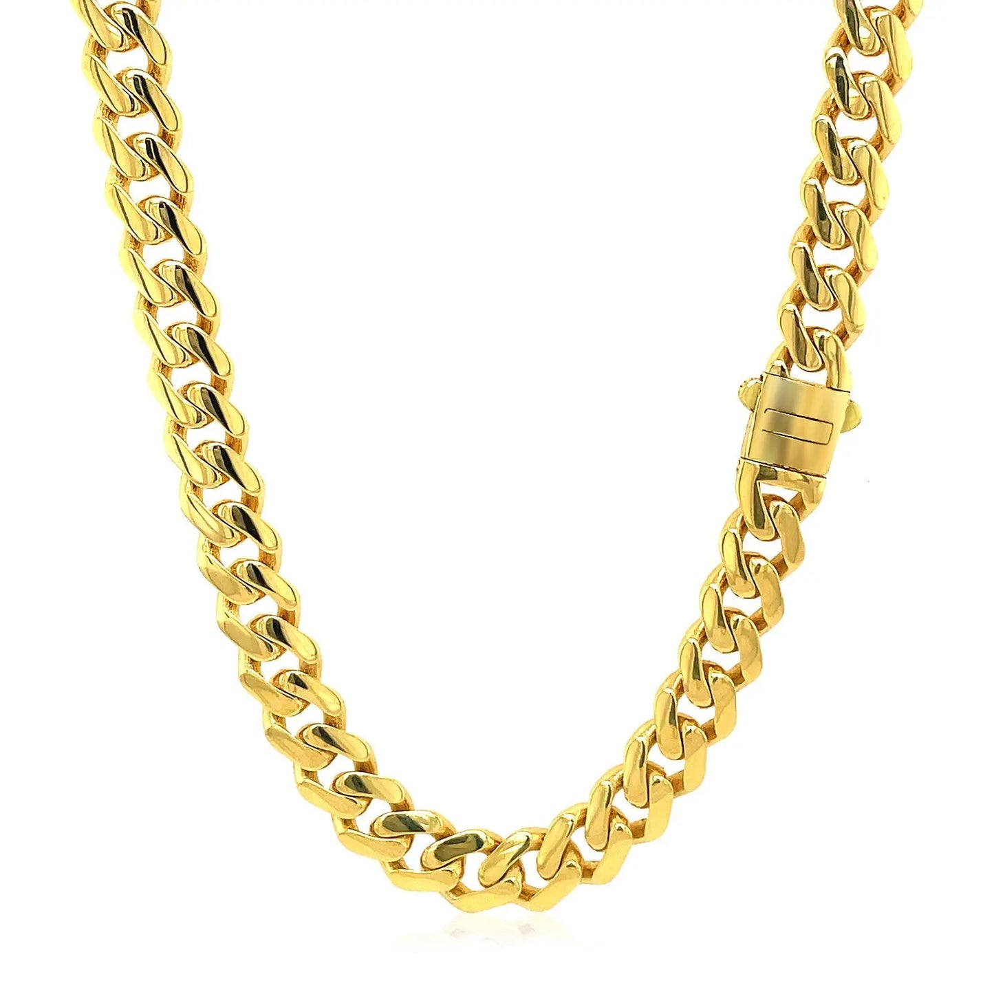14k Yellow Gold Polished Miami Cuban Chain Necklace RCJ Necklaces CELESTIA LUXE JEWELLERS