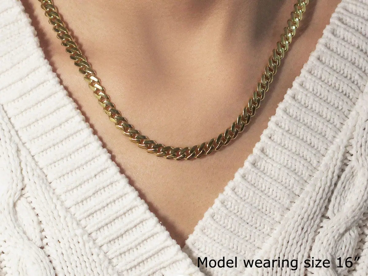 14k Yellow Gold Polished Miami Cuban Chain Necklace RCJ Necklaces CELESTIA LUXE JEWELLERS
