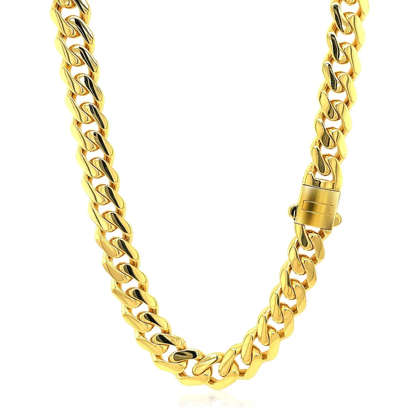 14k Yellow Gold Polished Miami Cuban Chain Necklace RCJ Necklaces CELESTIA LUXE JEWELLERS