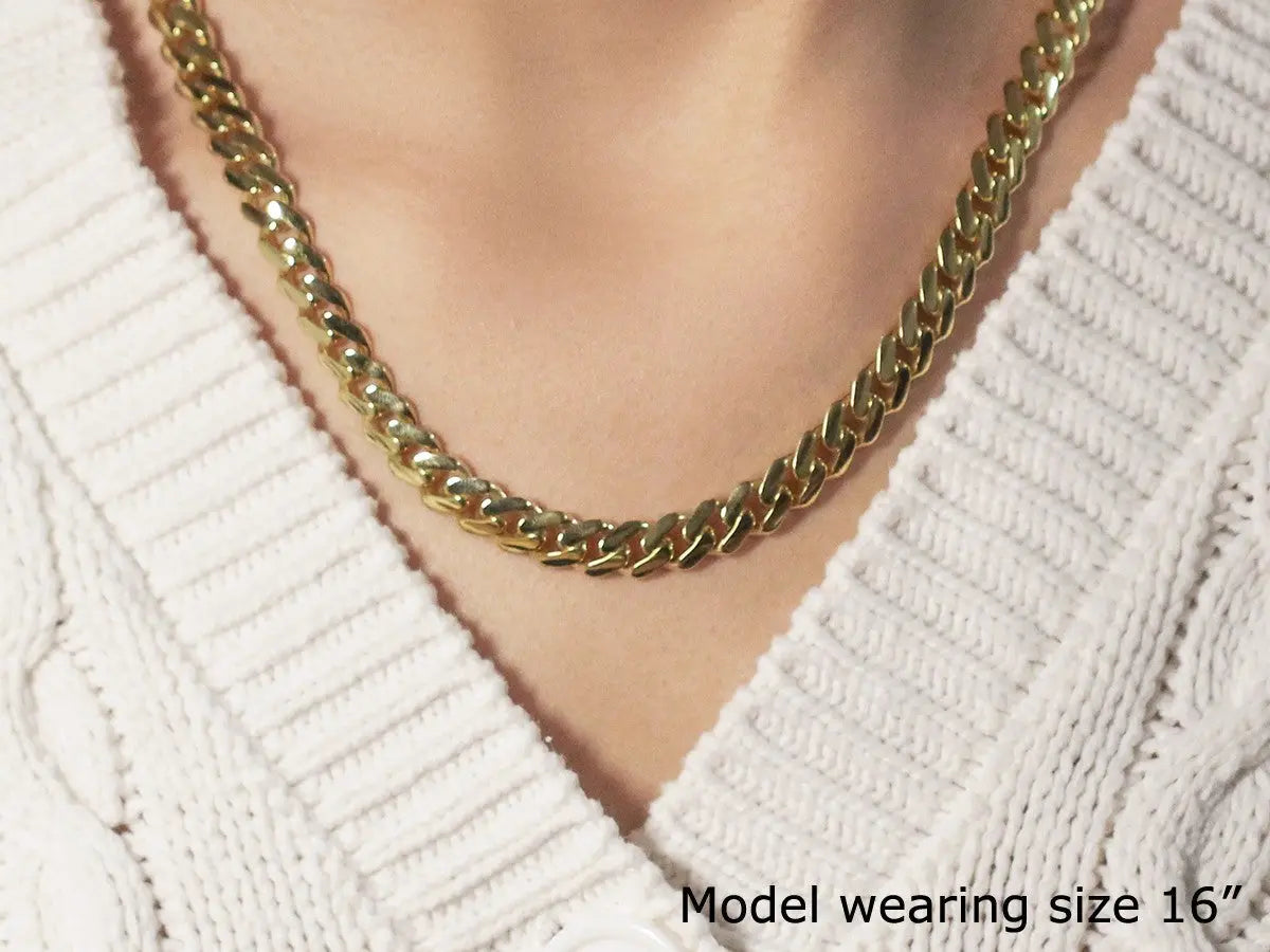 14k Yellow Gold Polished Miami Cuban Chain Necklace RCJ Necklaces CELESTIA LUXE JEWELLERS