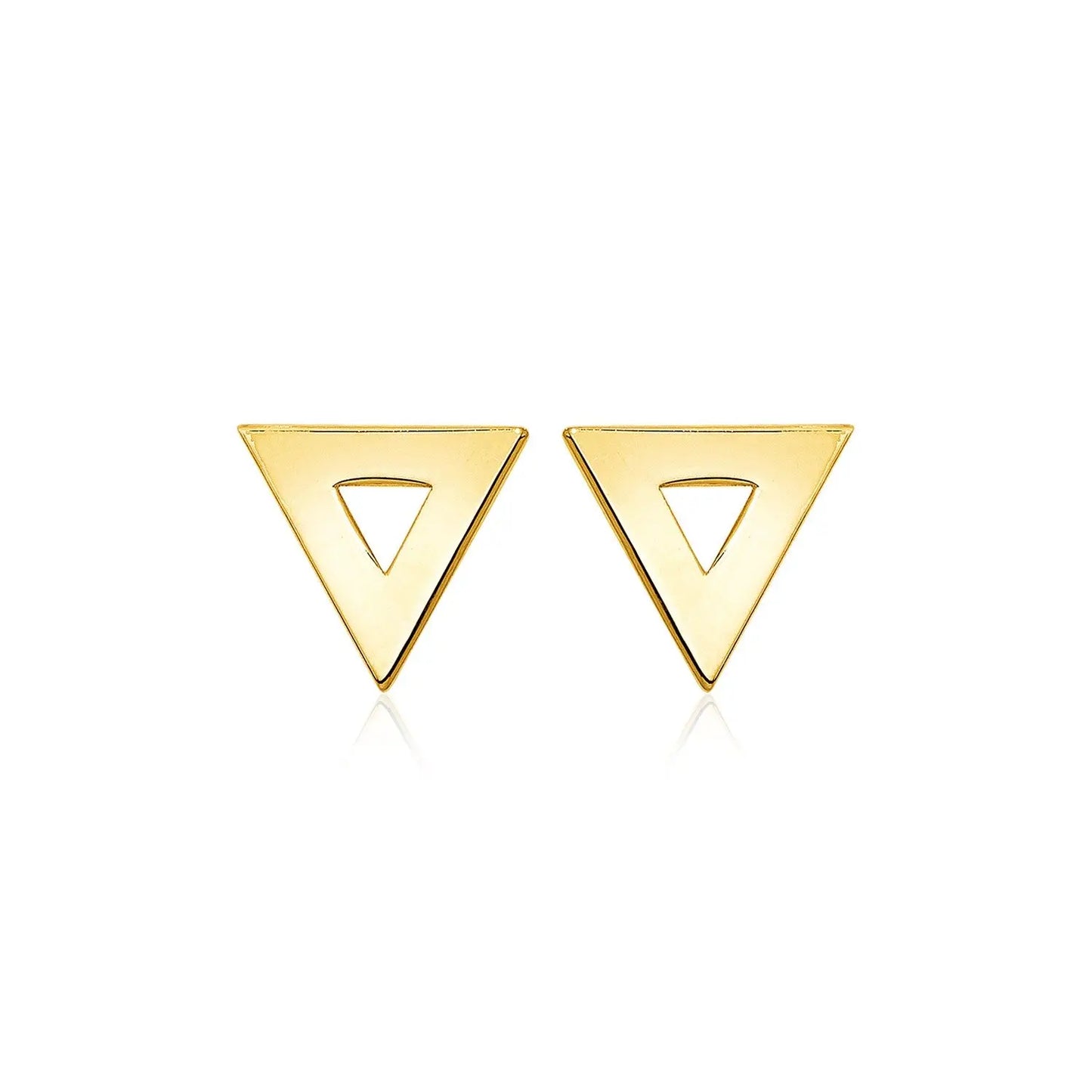 14k Yellow Gold Polished Open Triangle Post Earrings RCJ Earrings CELESTIA LUXE JEWELLERS