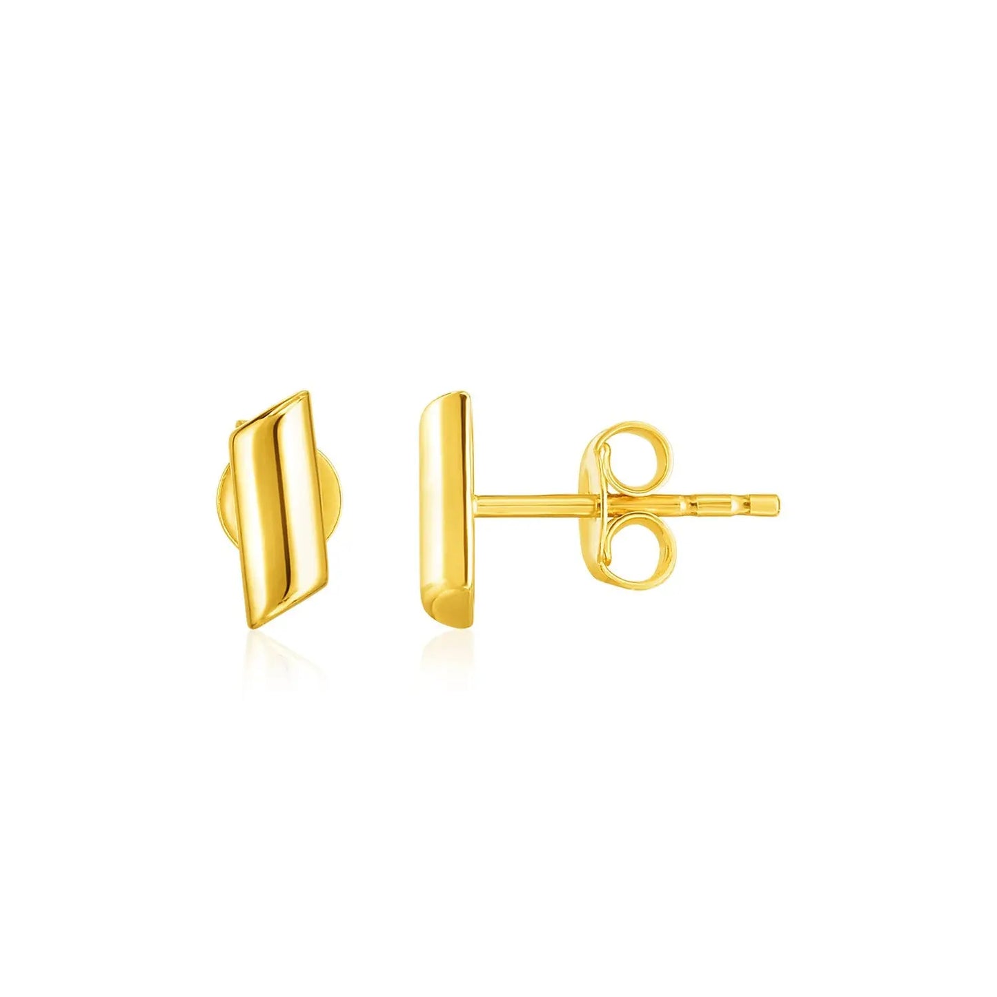 14k Yellow Gold Polished Rectangular Post Earrings RCJ Earrings CELESTIA LUXE JEWELLERS