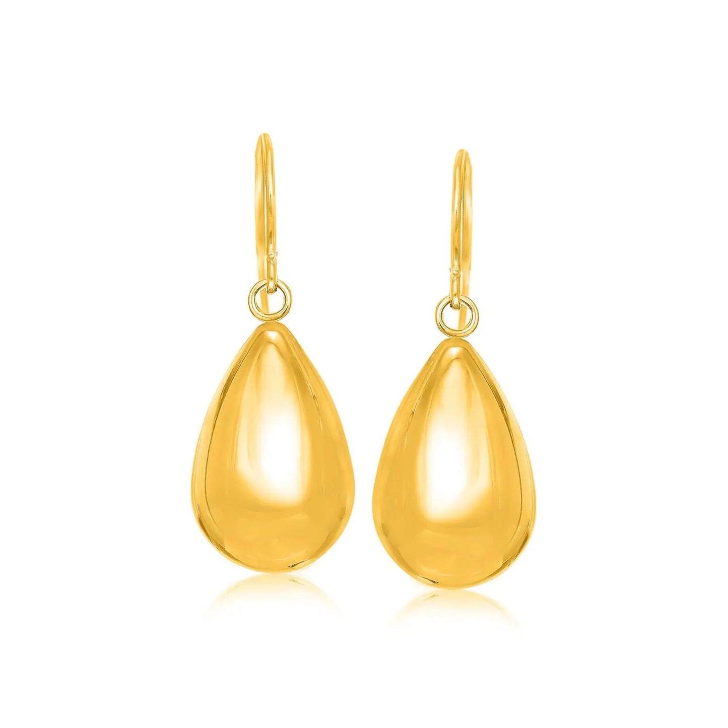 14k Yellow Gold Polished Teardrop Motif Drop Earrings RCJ Earrings CELESTIA LUXE JEWELLERS